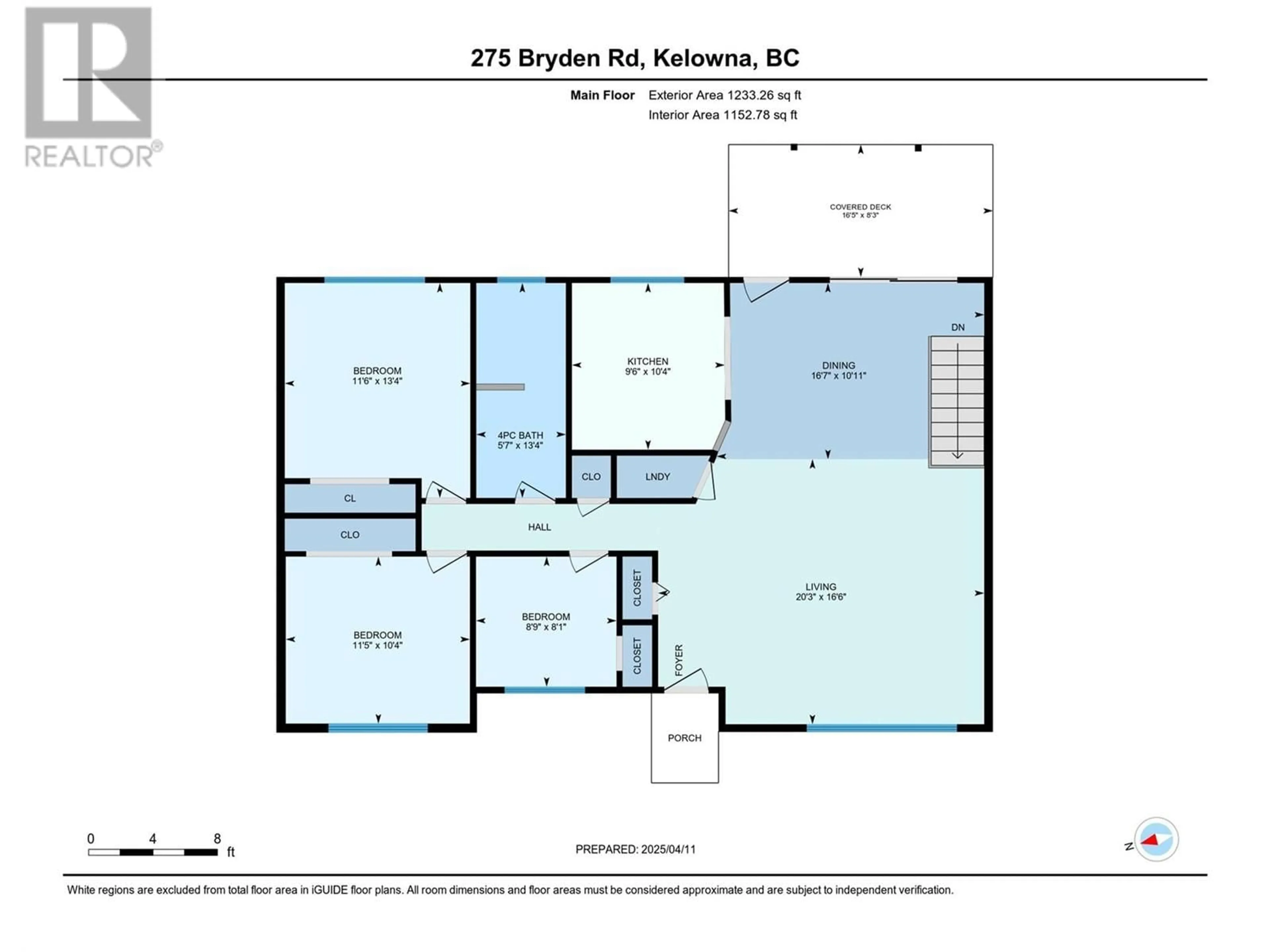Floor plan for 275 BRYDEN ROAD, Kelowna British Columbia V1Z3Y5