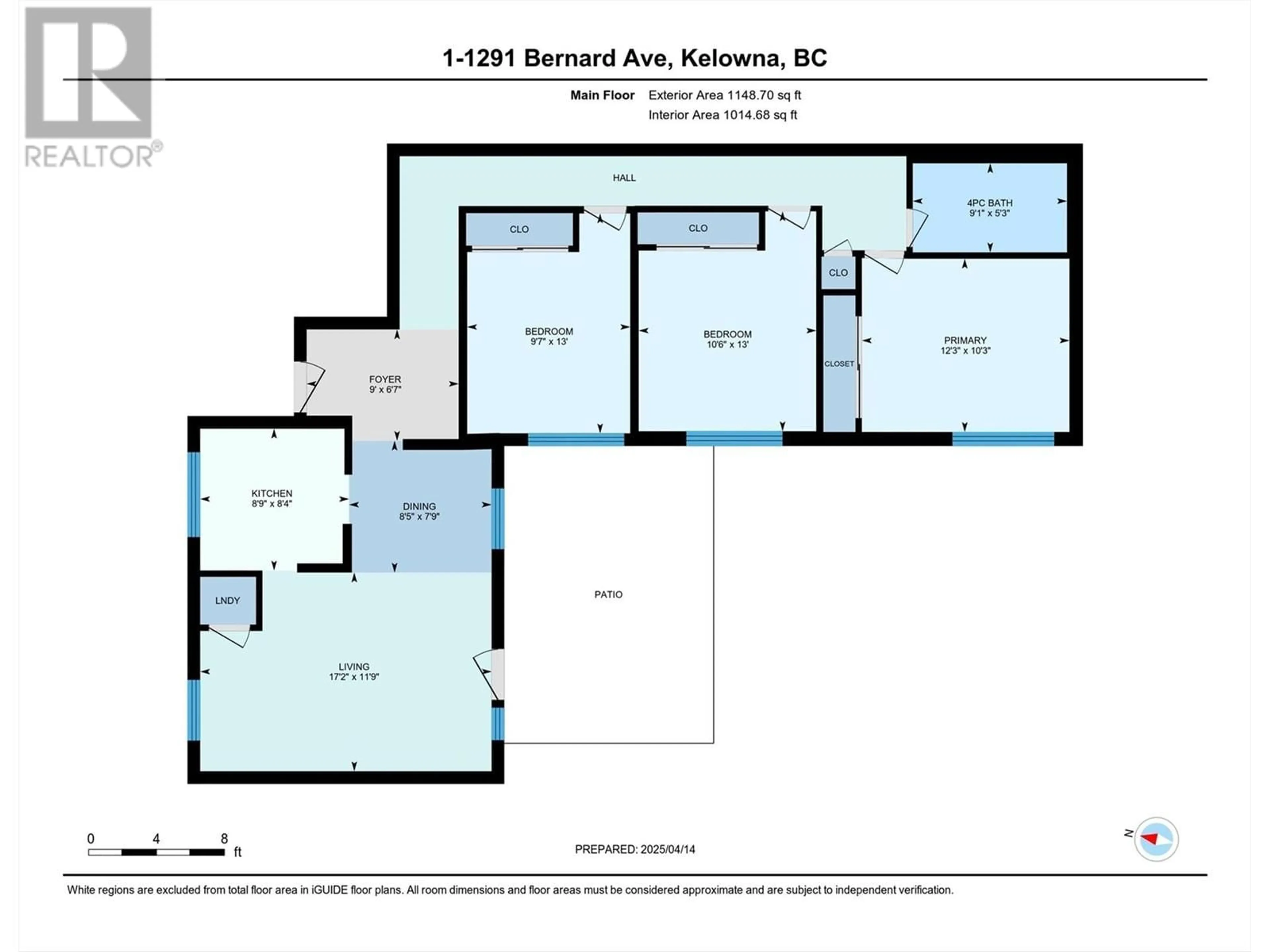 Floor plan for 1 - 1291 BERNARD AVENUE, Kelowna British Columbia V1Y6R3