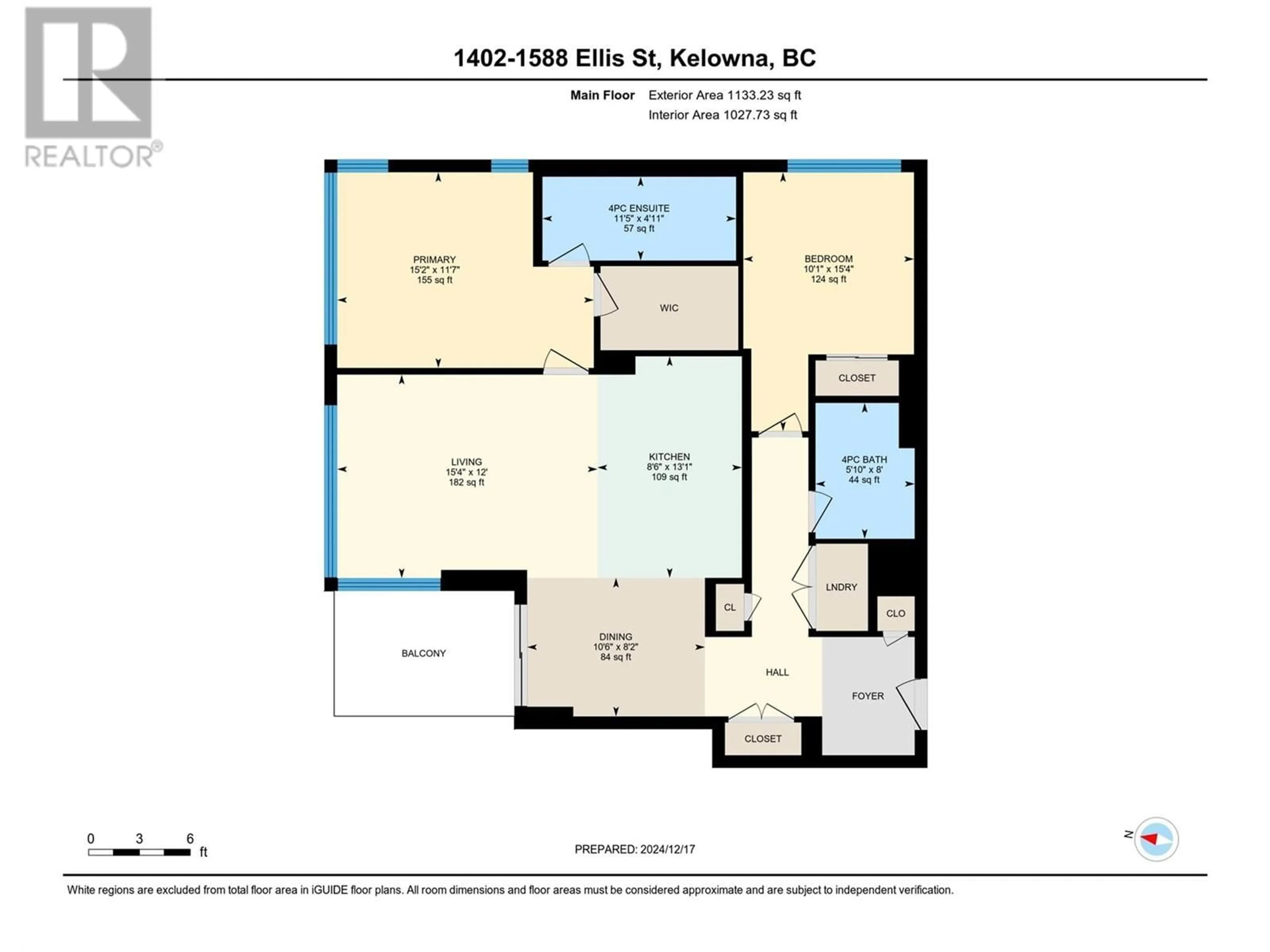Floor plan for 1402 - 1588 ELLIS STREET, Kelowna British Columbia V1Y0H1