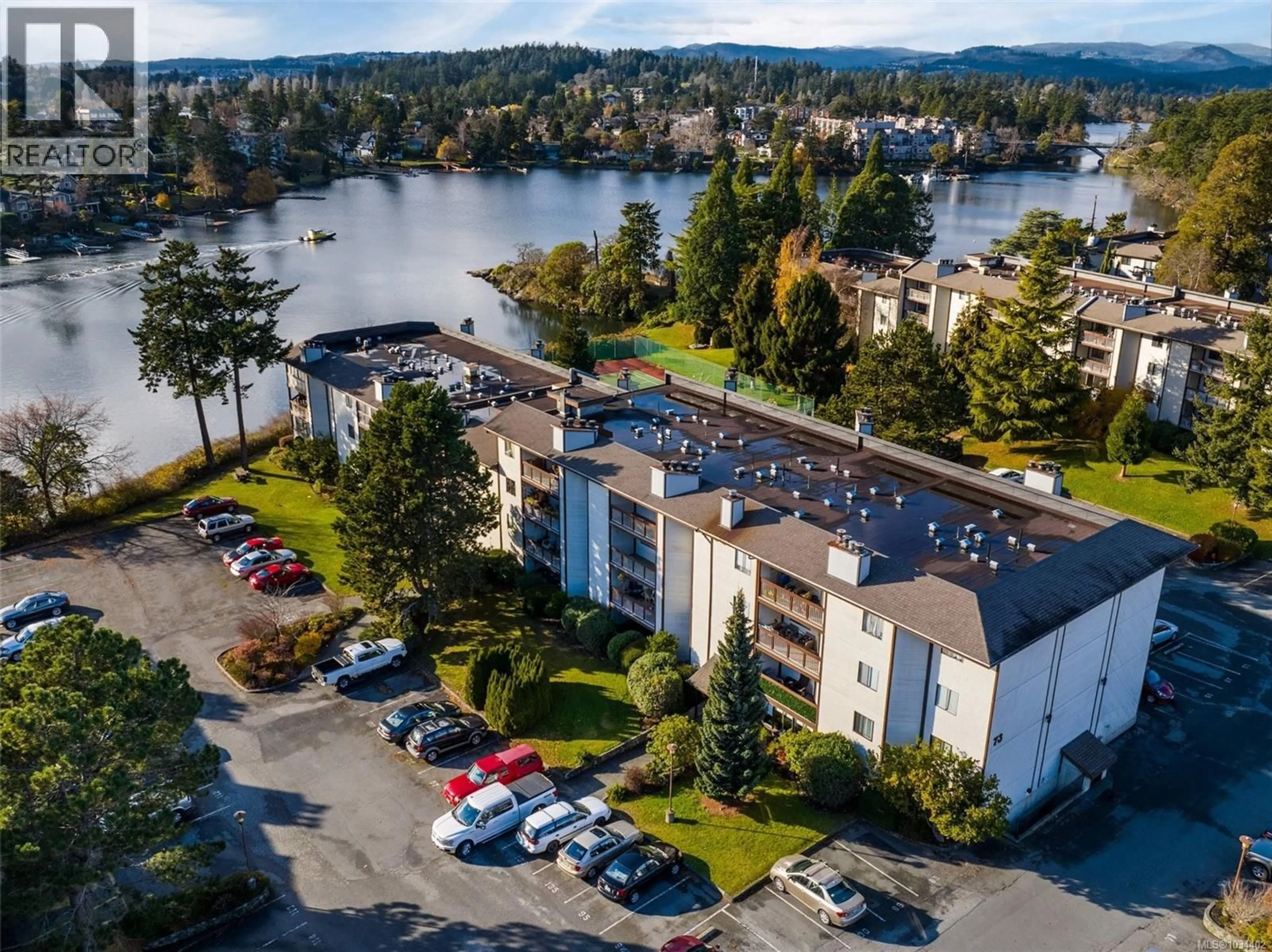 A pic from outside/outdoor area/front of a property/back of a property/a pic from drone, water/lake/river/ocean view for 103 - 73 GORGE ROAD WEST, Saanich British Columbia V9A1L9