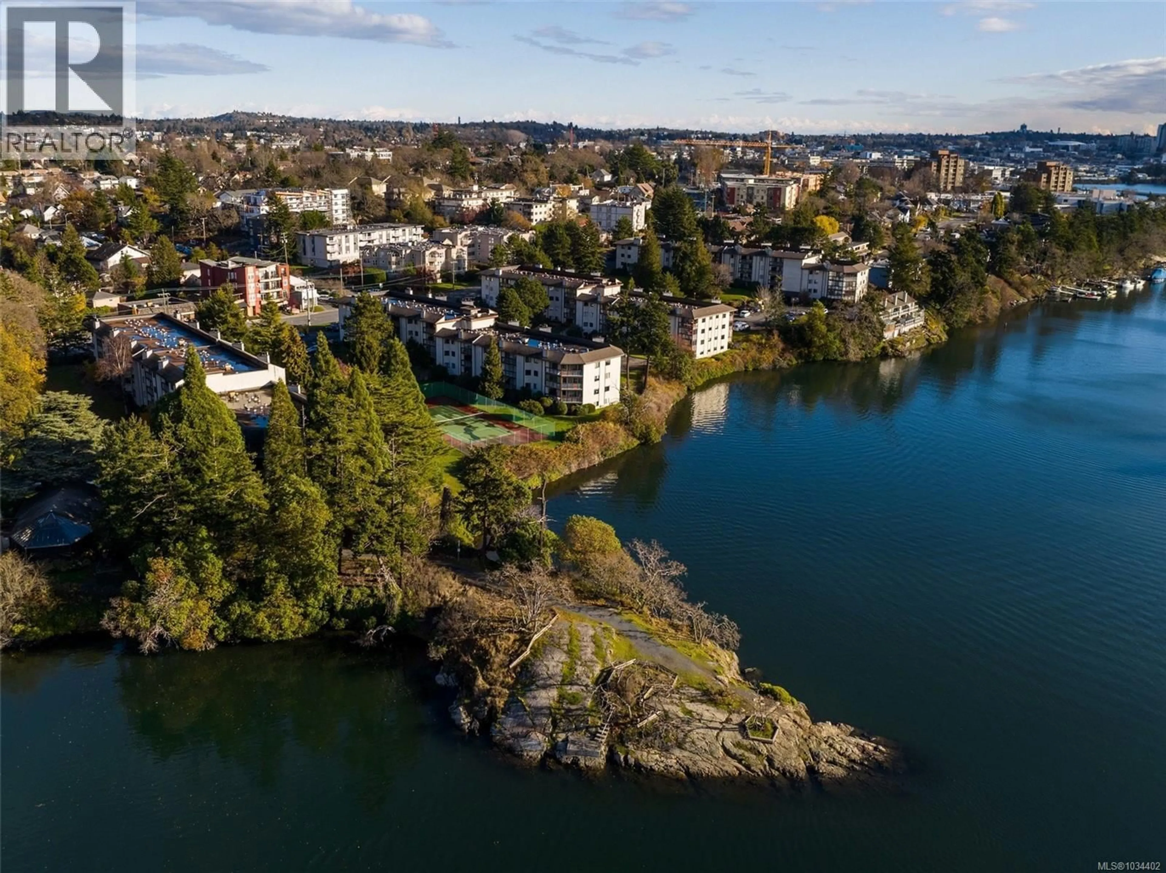 A pic from outside/outdoor area/front of a property/back of a property/a pic from drone, water/lake/river/ocean view for 103 - 73 GORGE ROAD WEST, Saanich British Columbia V9A1L9