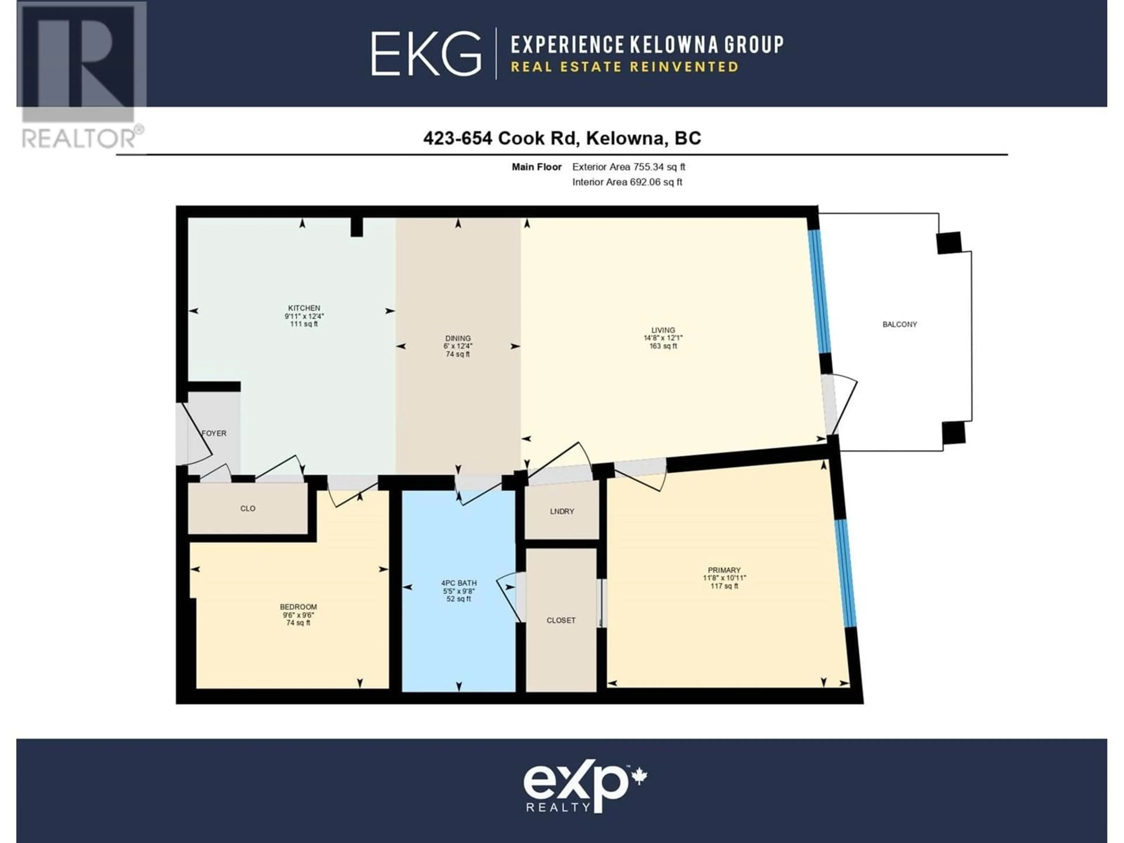 Floor plan for 423 - 654 COOK ROAD, Kelowna British Columbia V1W3G7