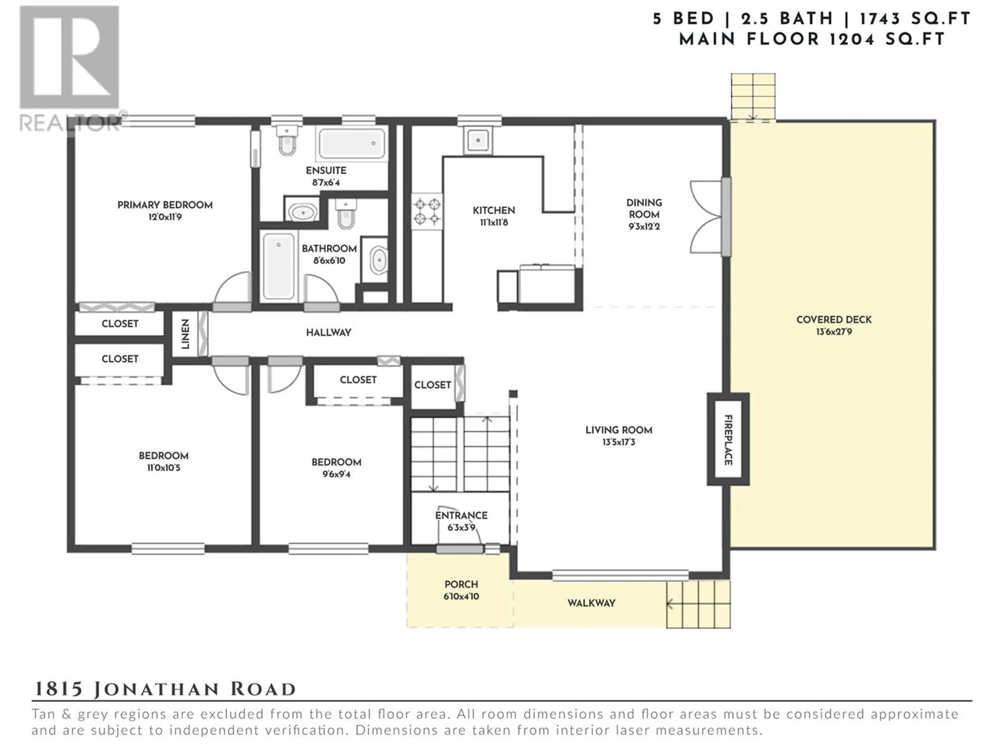 Floor plan for 1815 JONATHAN ROAD, Kelowna British Columbia V1P1A9