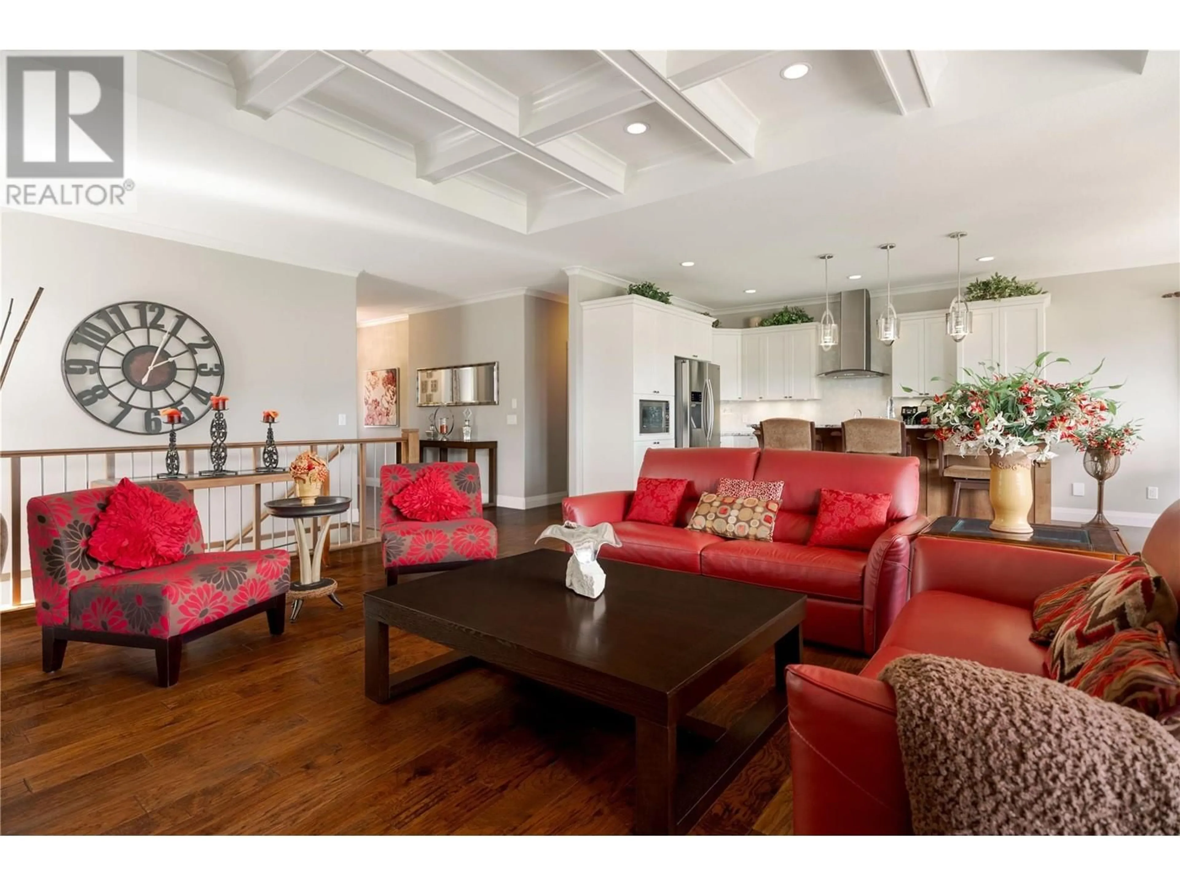 Living room with furniture, wood/laminate floor for 13213 APEX CRESCENT, Lake Country British Columbia V4V2W1