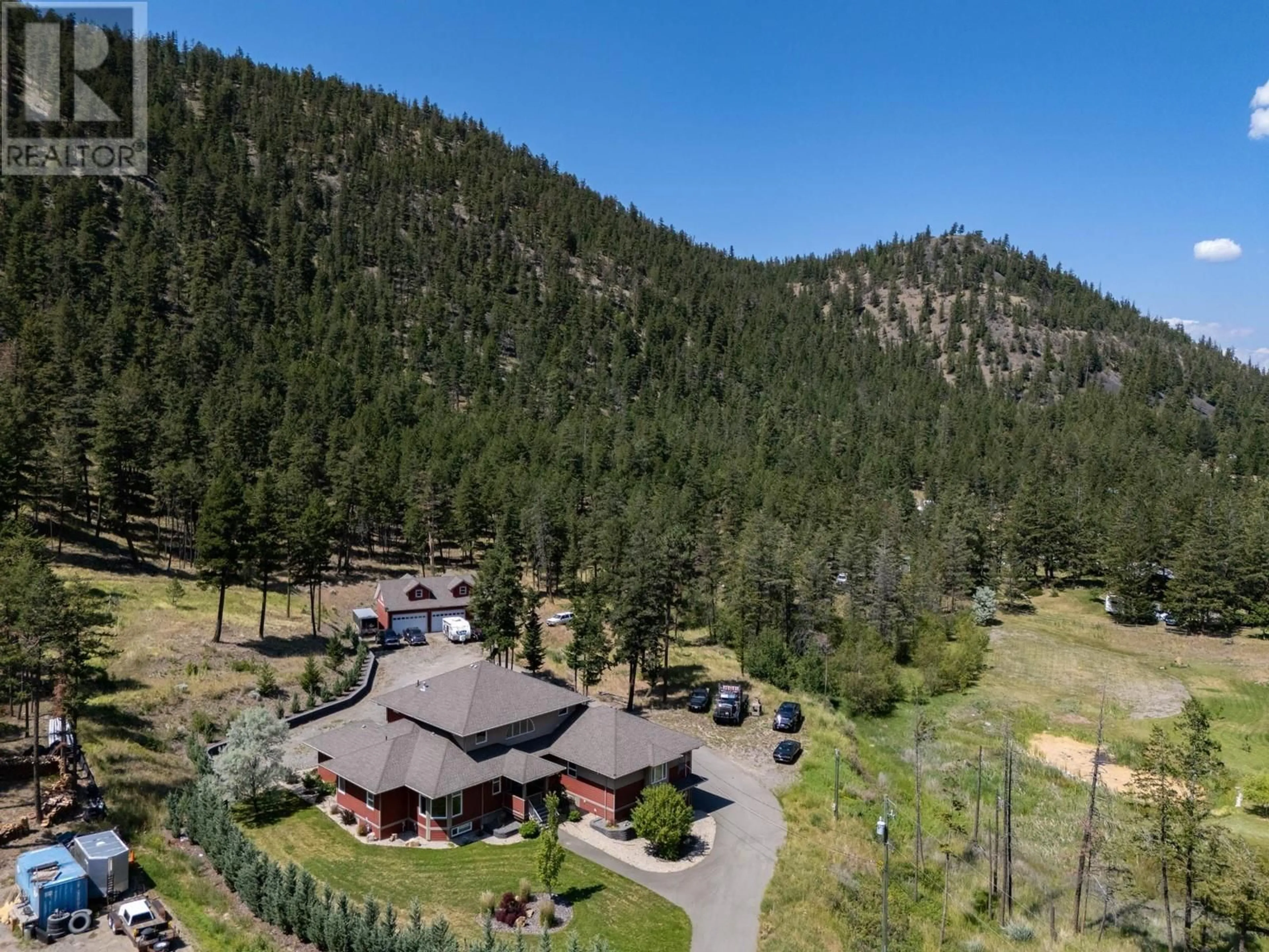 A pic from outside/outdoor area/front of a property/back of a property/a pic from drone, mountain view for 2555 PRATT ROAD, Kamloops British Columbia V2H1T7