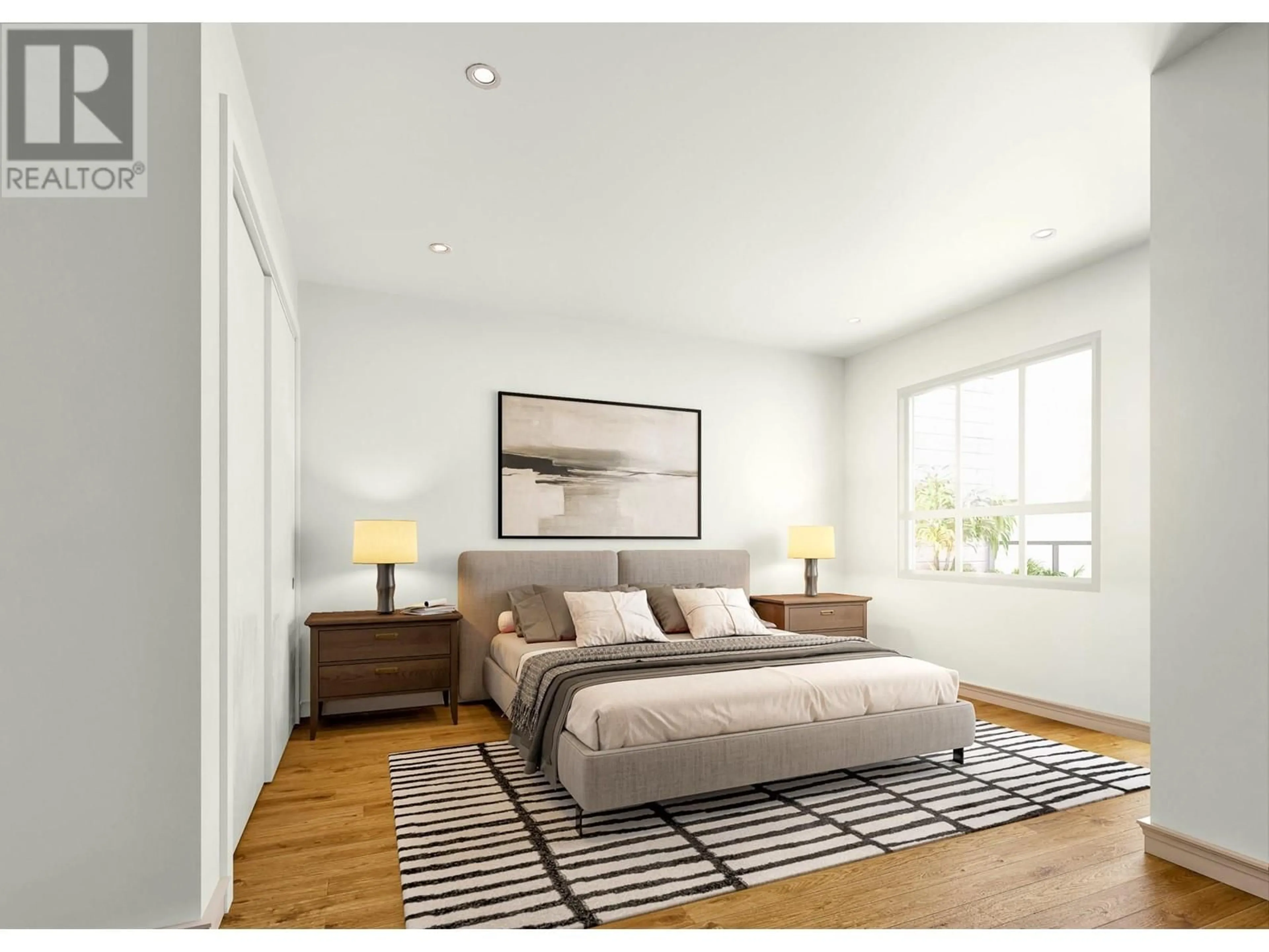 Bedroom with bed, wood/laminate floor for 307 - 1844 QU'APPELLE BOULEVARD, Kamloops British Columbia V2E0A8