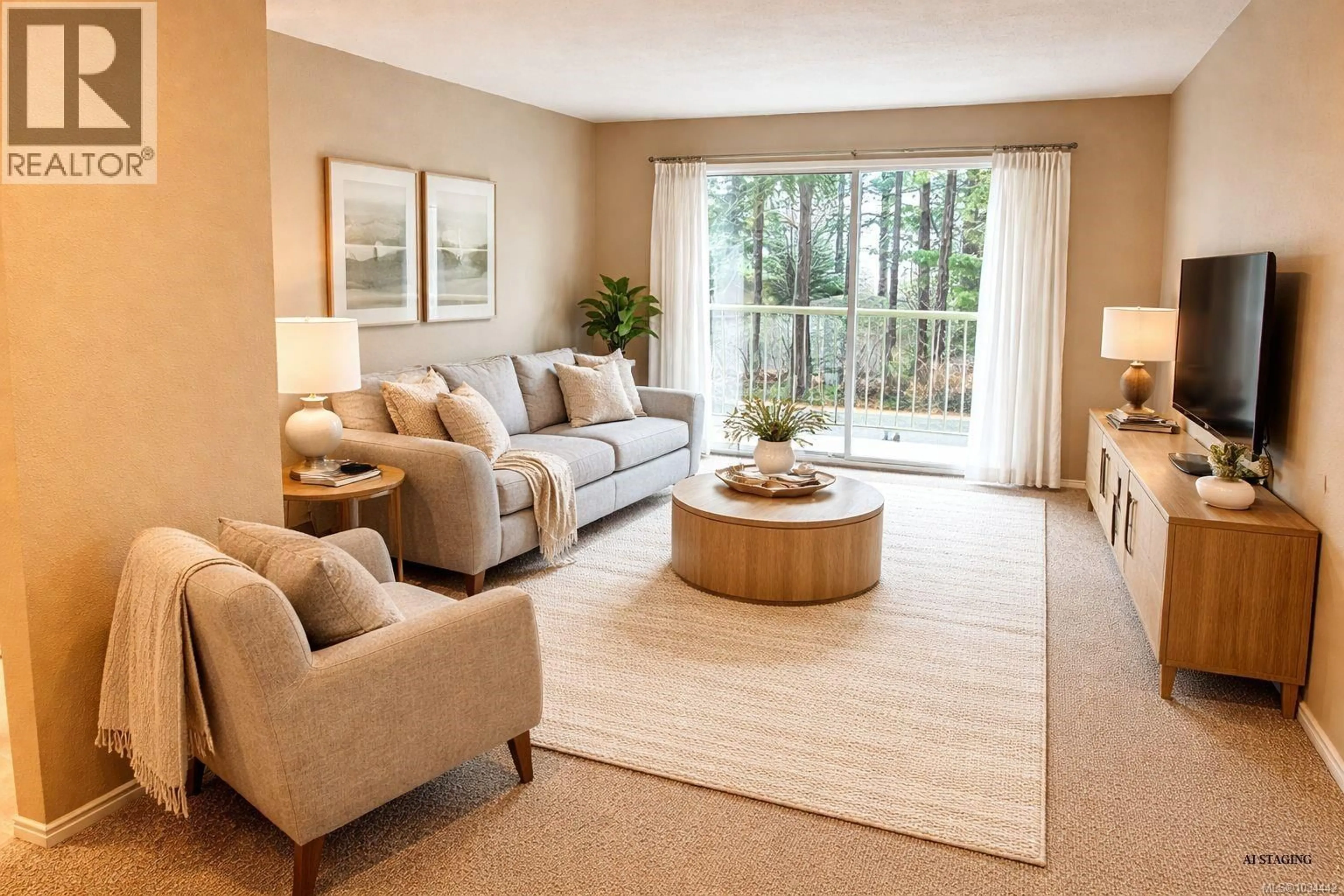 Living room with furniture, carpet floor for 303 - 322 BIRCH STREET, Campbell River British Columbia V9W2S6