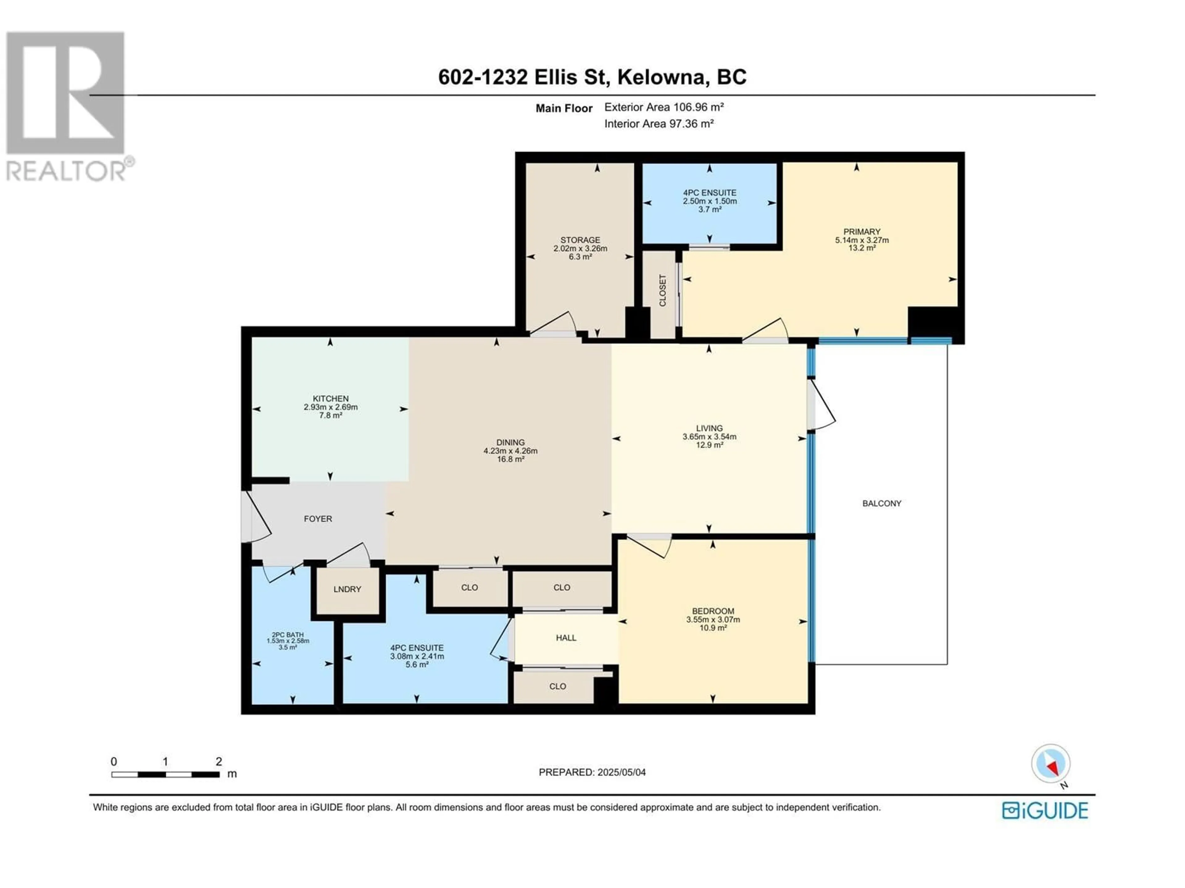 Floor plan for 602 - 1232 ELLIS STREET, Kelowna British Columbia V1Y0J6