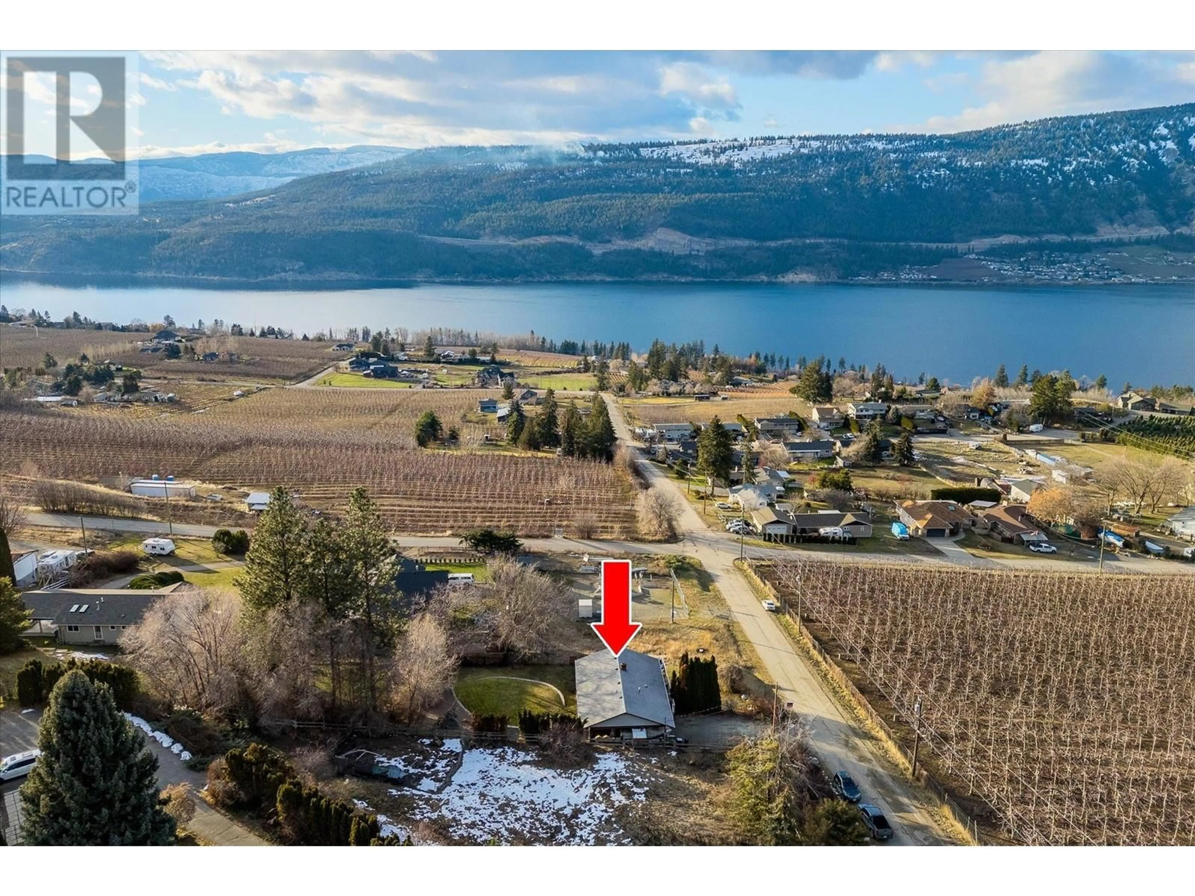 A pic from outside/outdoor area/front of a property/back of a property/a pic from drone, water/lake/river/ocean view for 14231 EAST HILL ROAD, Lake Country British Columbia V4V2B9