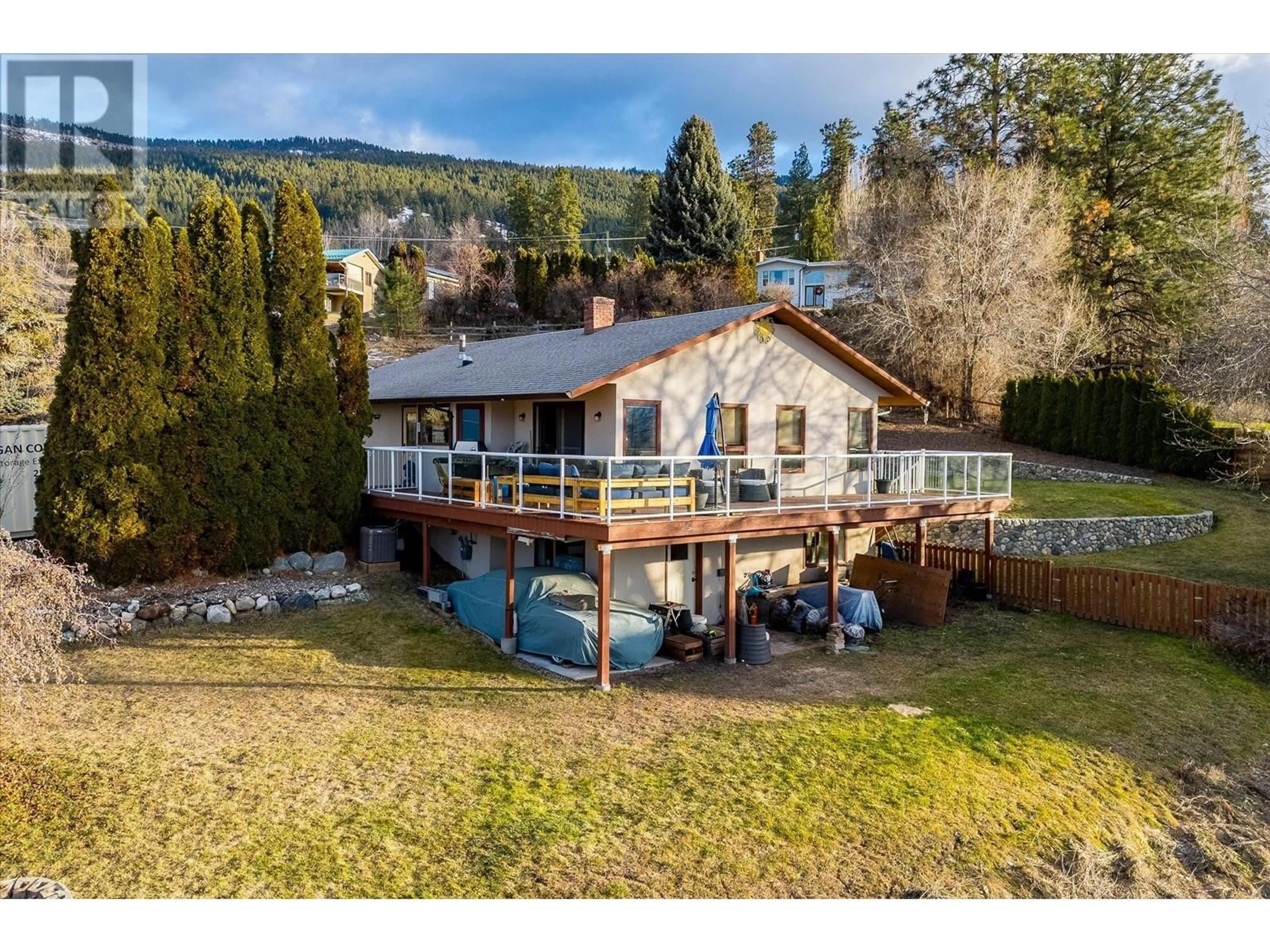 A pic from outside/outdoor area/front of a property/back of a property/a pic from drone, water/lake/river/ocean view for 14231 EAST HILL ROAD, Lake Country British Columbia V4V2B9