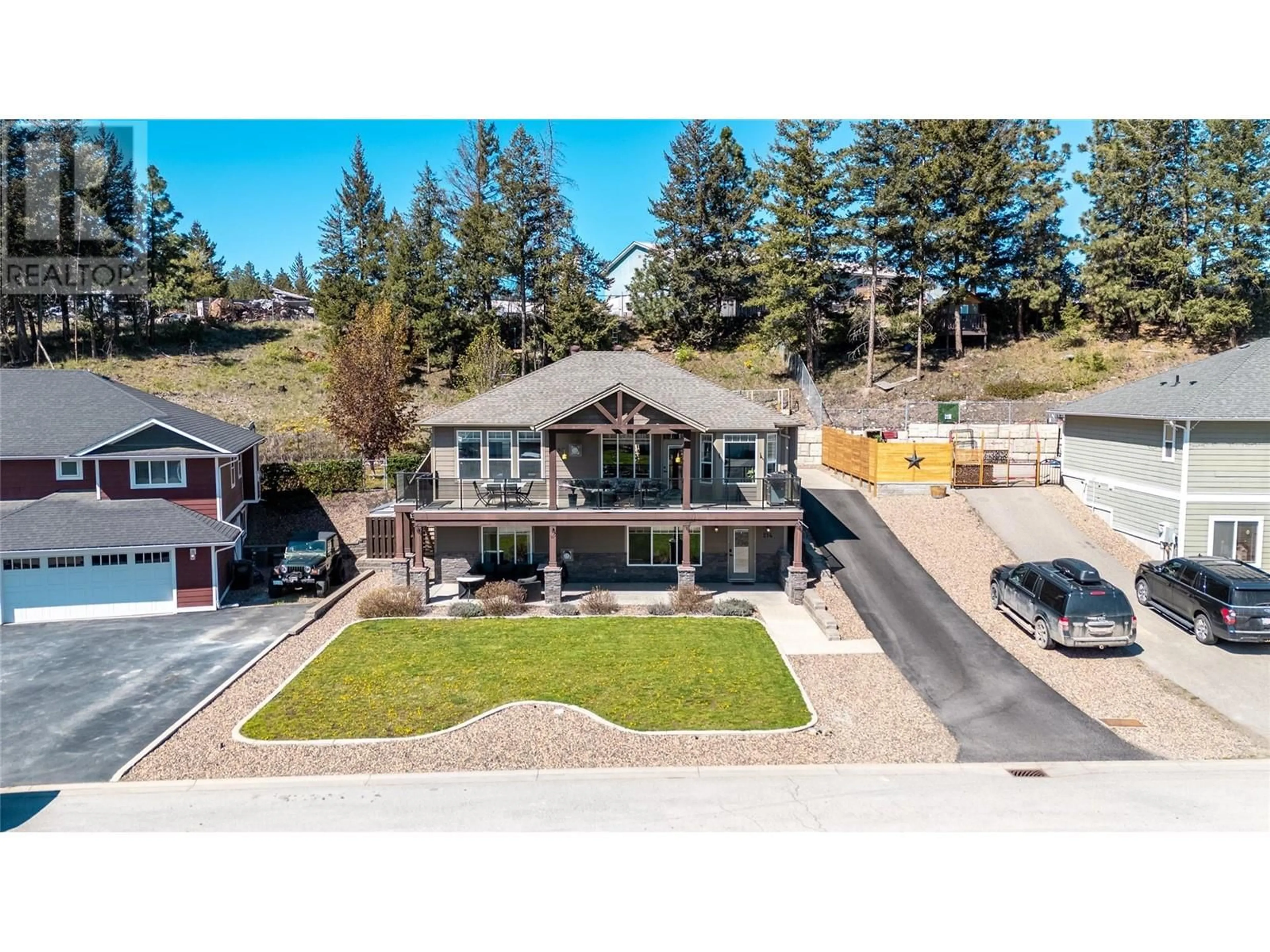 A pic from outside/outdoor area/front of a property/back of a property/a pic from drone, mountain view for 214 WESTRIDGE COURT, Princeton British Columbia V0X1W0