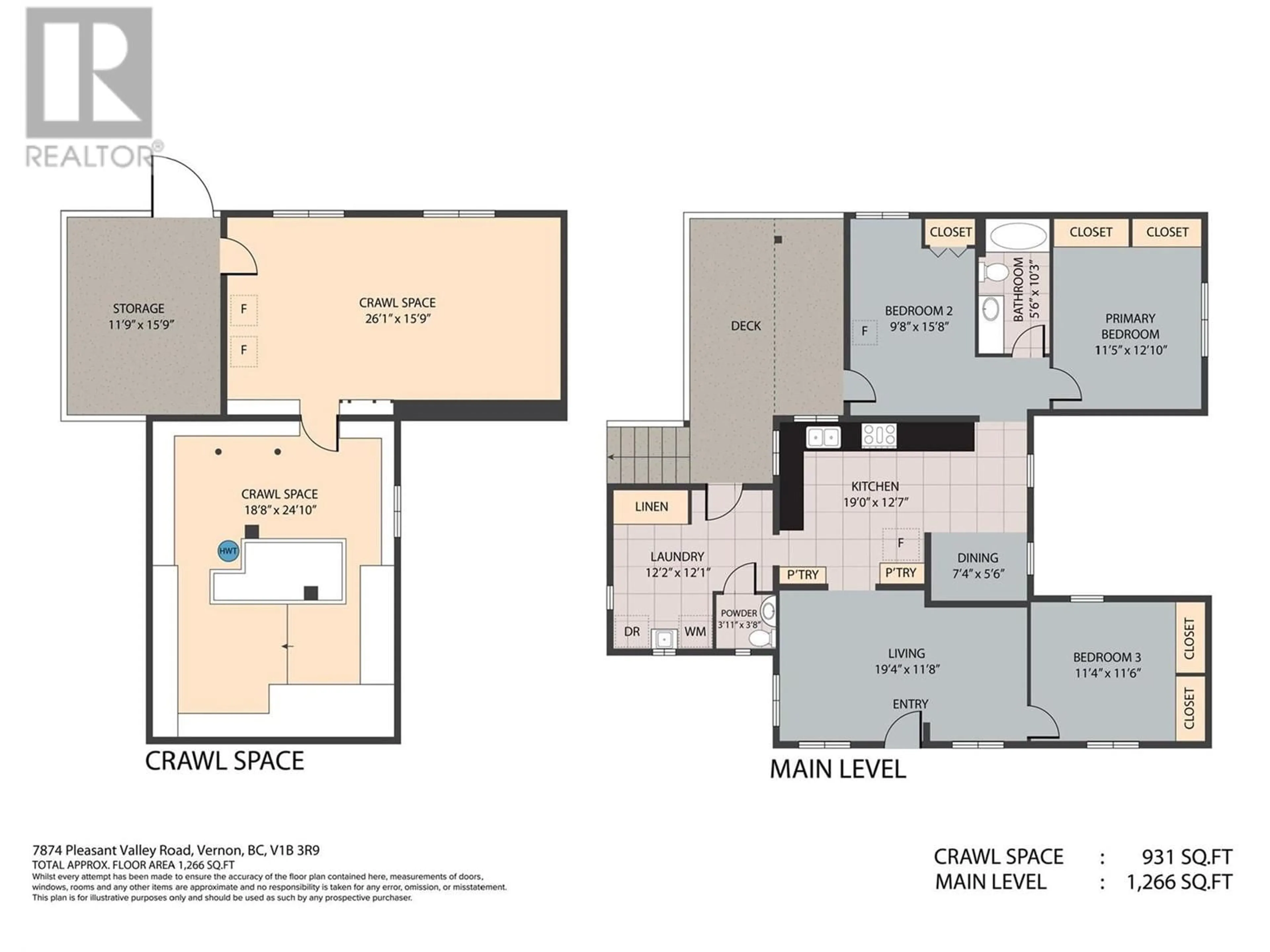 Floor plan for 7874 PLEASANT VALLEY ROAD, Vernon British Columbia V1B3R9
