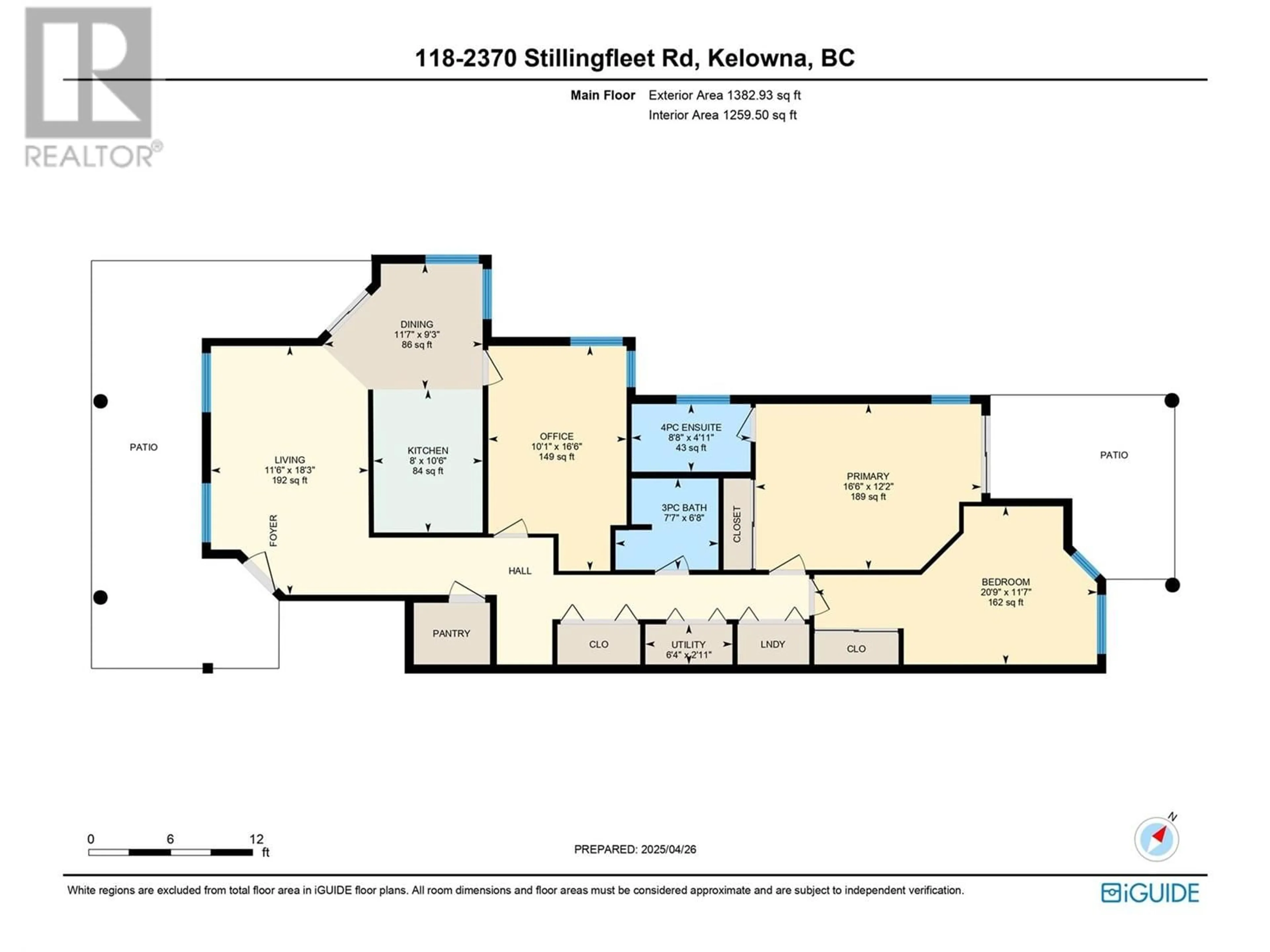 Floor plan for 118 - 2370 STILLINGFLEET ROAD, Kelowna British Columbia V1W3X9