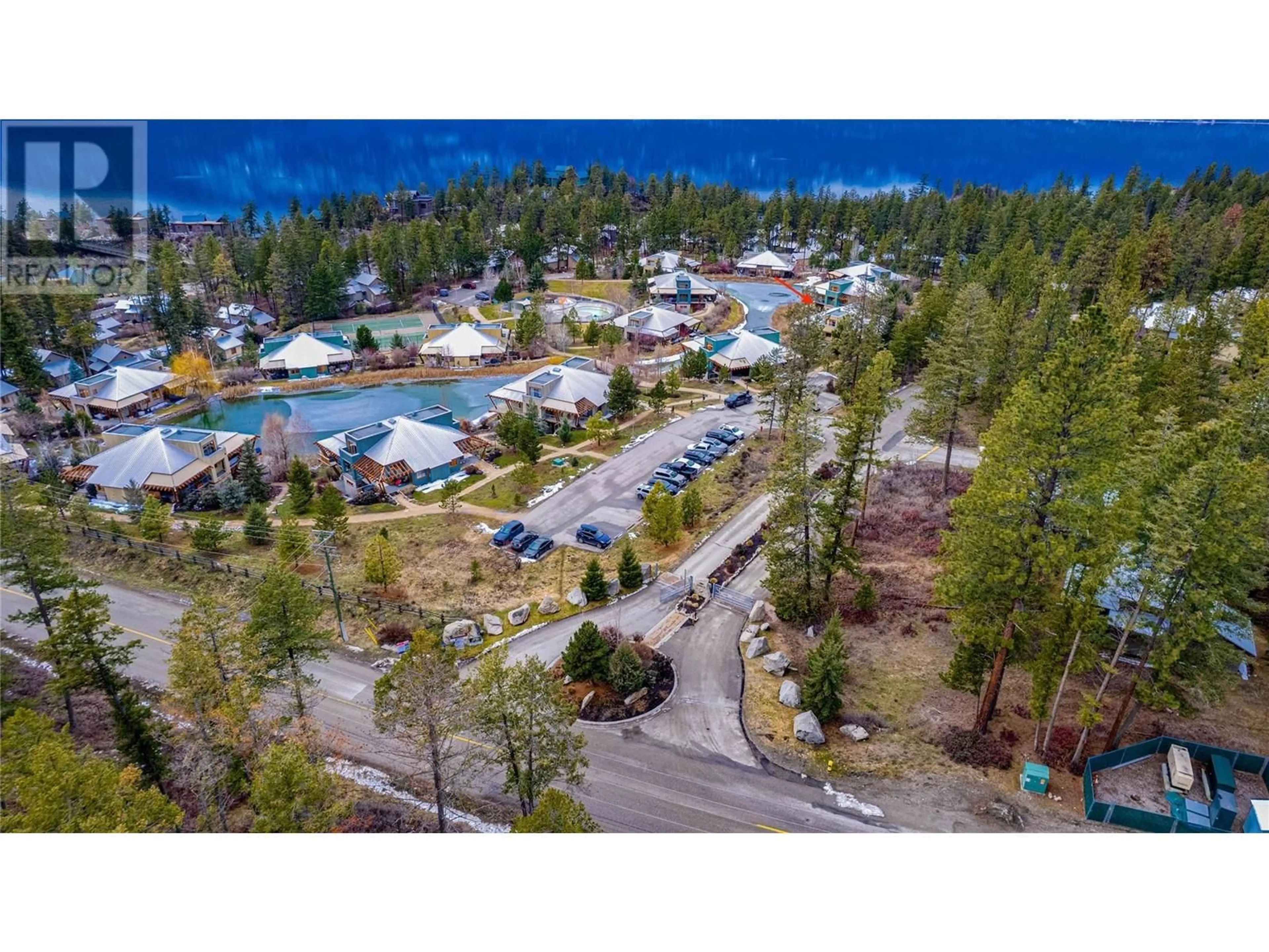 A pic from outside/outdoor area/front of a property/back of a property/a pic from drone, mountain view for 94 - 9845 EASTSIDE ROAD, Vernon British Columbia V1H1Z2
