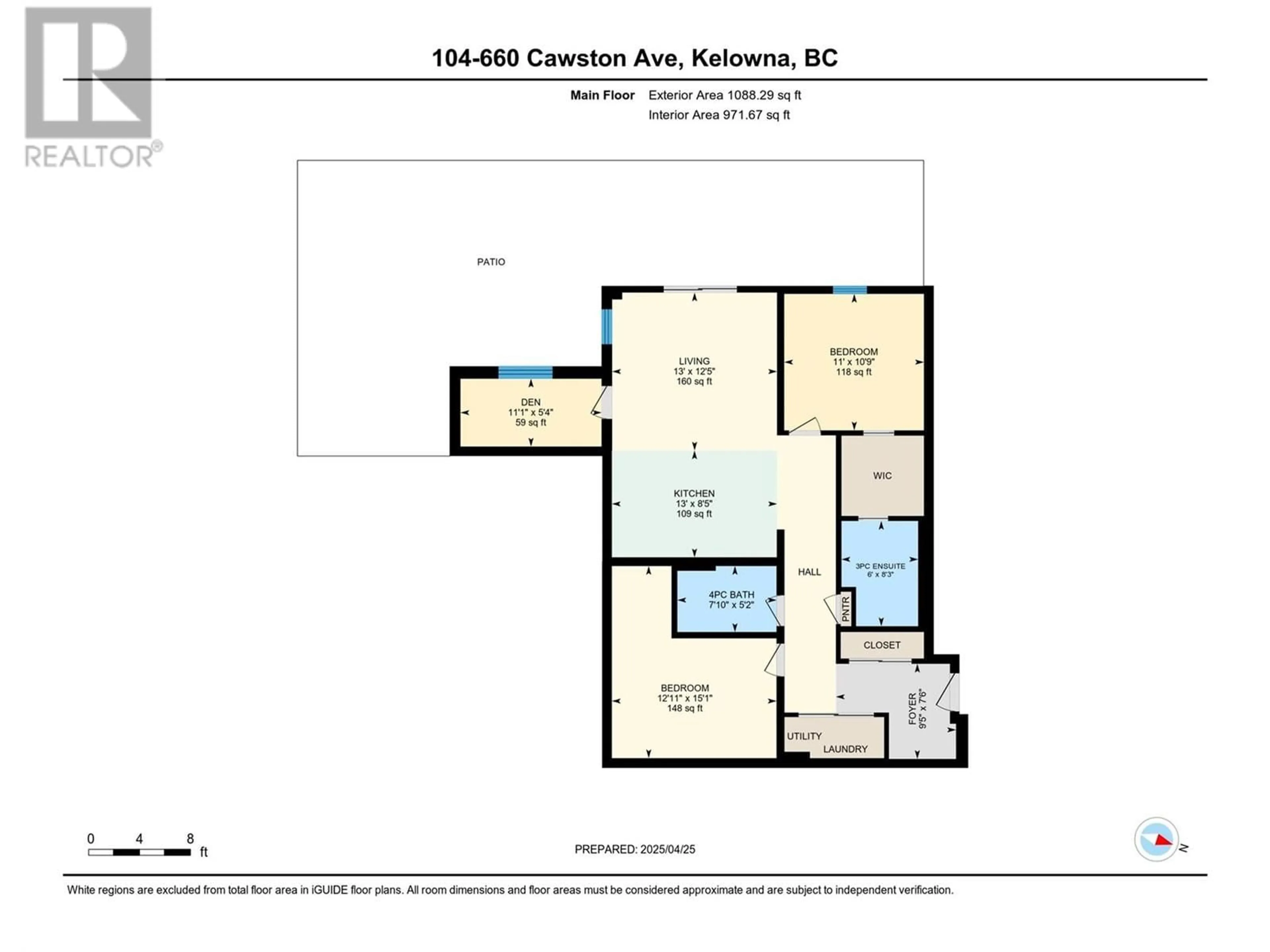 Floor plan for 104 - 660 CAWSTON AVENUE, Kelowna British Columbia V1Y9M1