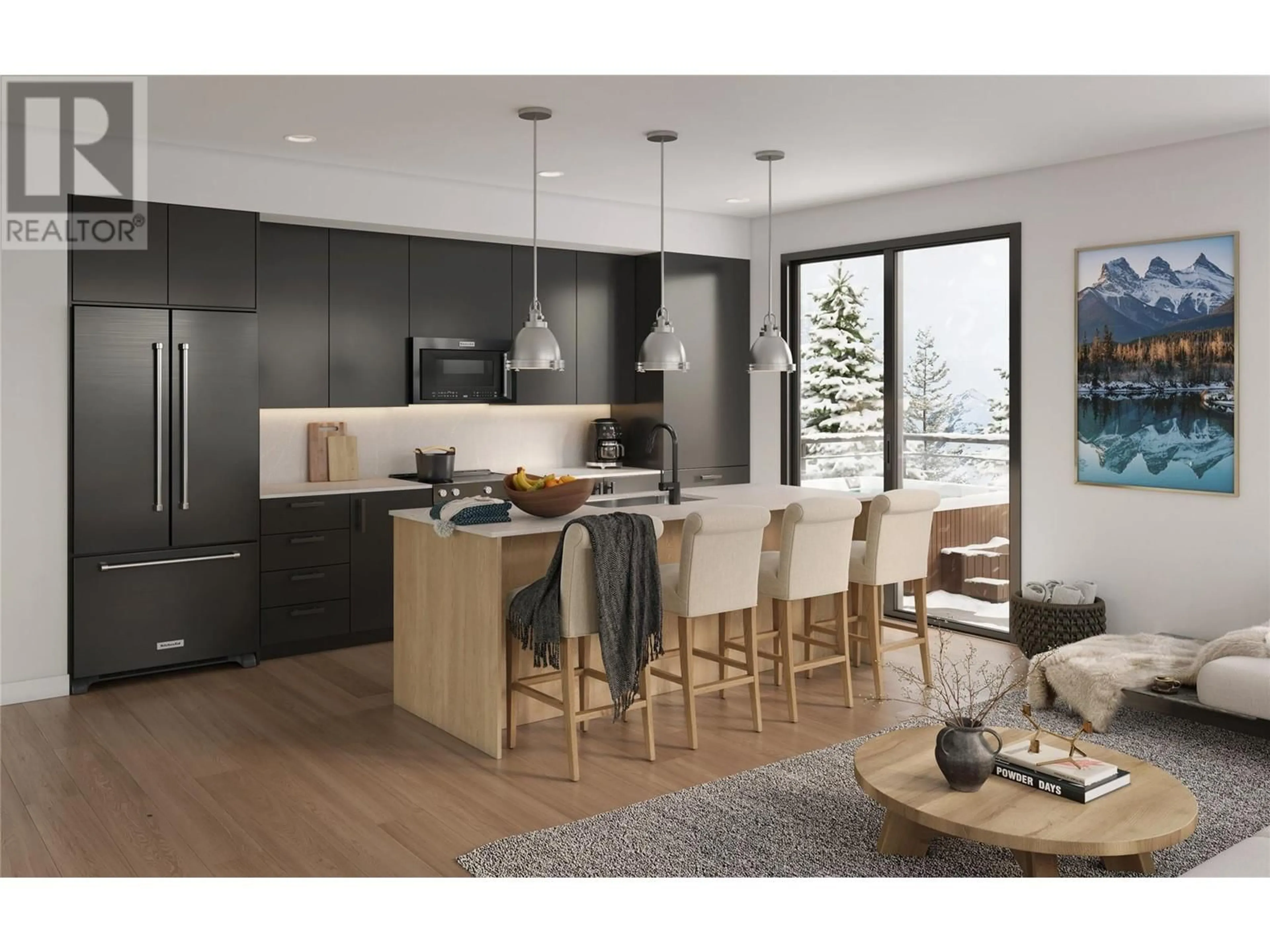 Open concept kitchen, wood/laminate floor for 704 - 2116 PANORAMA DRIVE, Panorama British Columbia V0A1T0