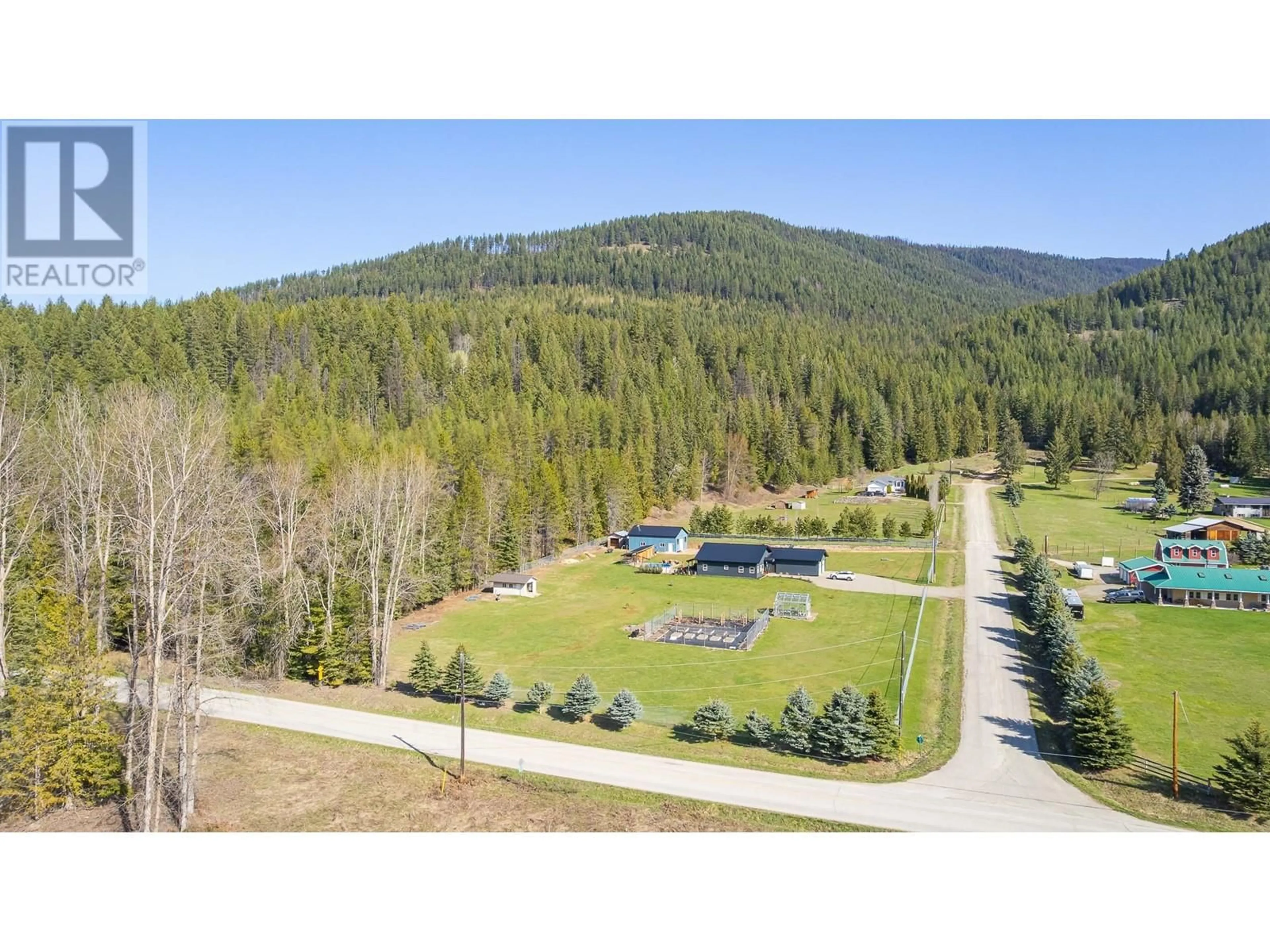 A pic from outside/outdoor area/front of a property/back of a property/a pic from drone, mountain view for 1087 BEAR BROOK ROAD, Creston British Columbia V0B1G8