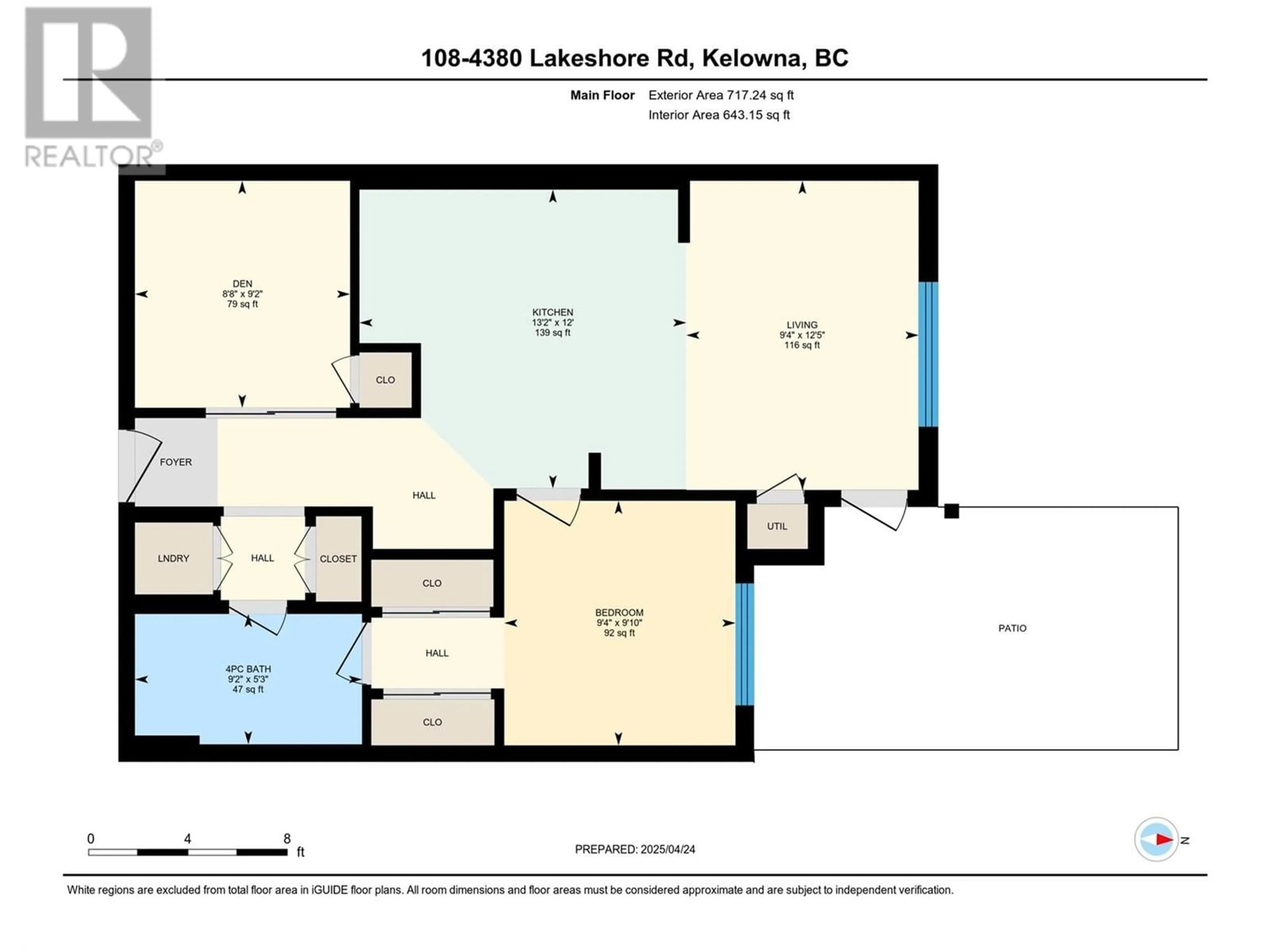 Floor plan for 108 - 4380 LAKESHORE ROAD, Kelowna British Columbia V1W5H5