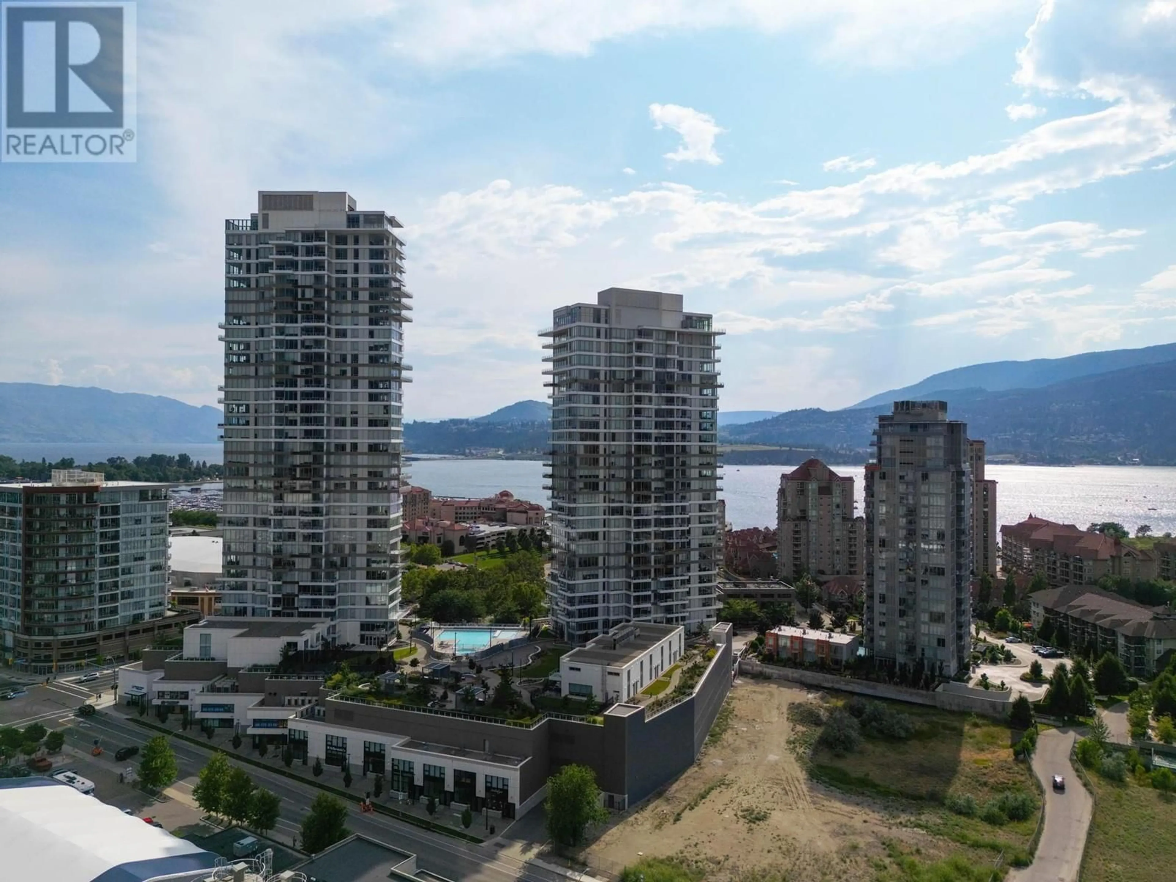 A pic from outside/outdoor area/front of a property/back of a property/a pic from drone, city buildings view from balcony for 1707 - 1191 SUNSET DRIVE, Kelowna British Columbia V1Y0J4