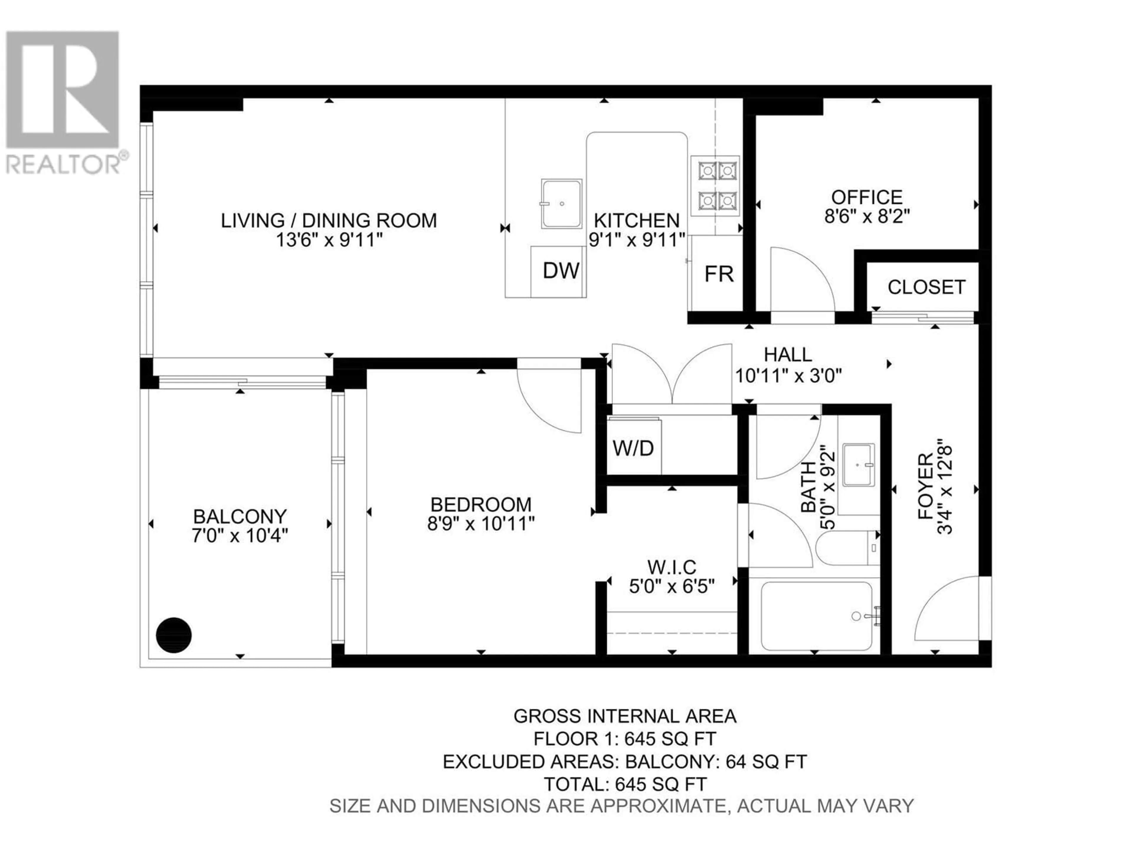 Floor plan for 1707 - 1191 SUNSET DRIVE, Kelowna British Columbia V1Y0J4