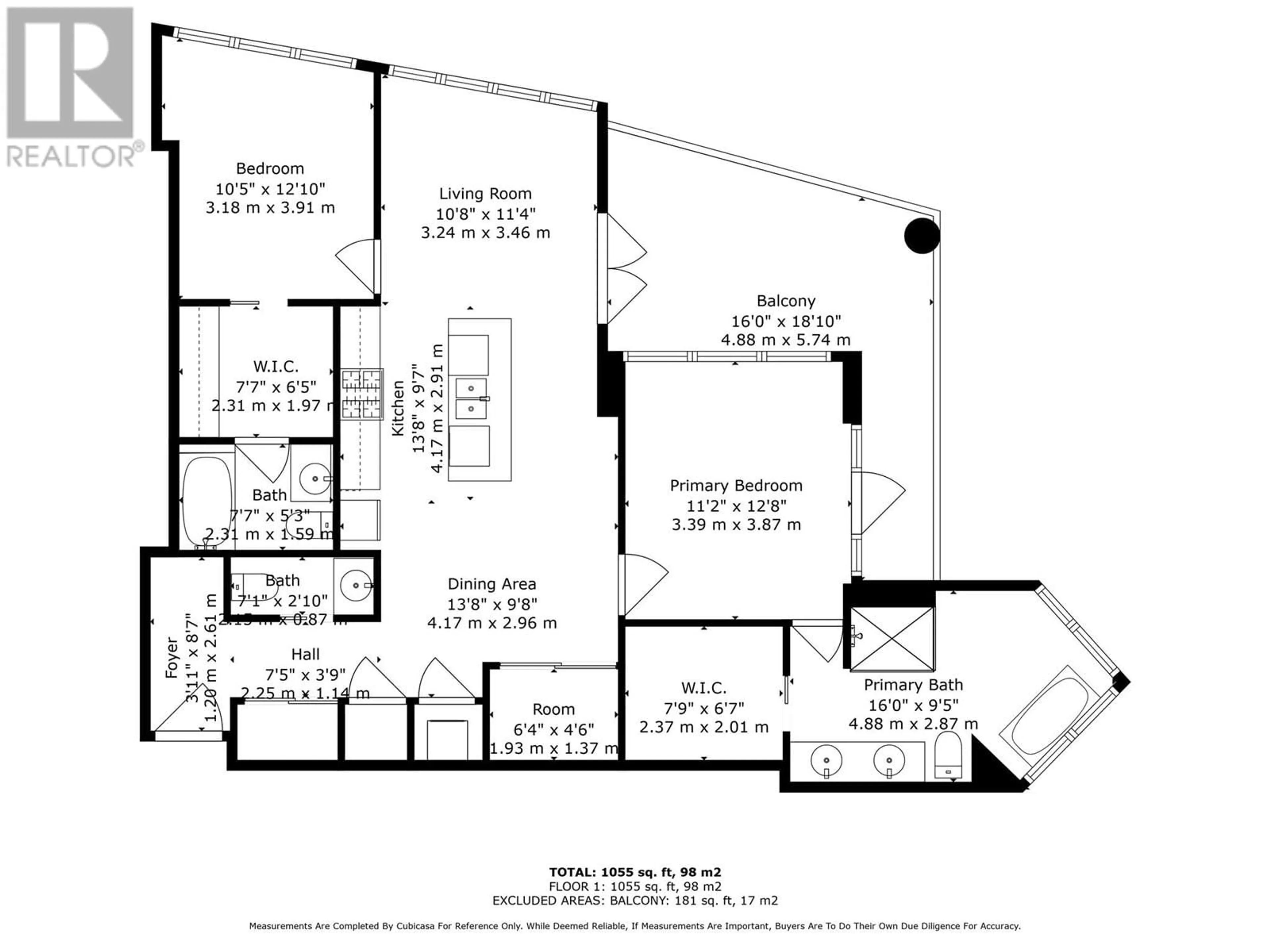 Floor plan for 1501 - 1151 SUNSET DRIVE, Kelowna British Columbia V1Y0G2