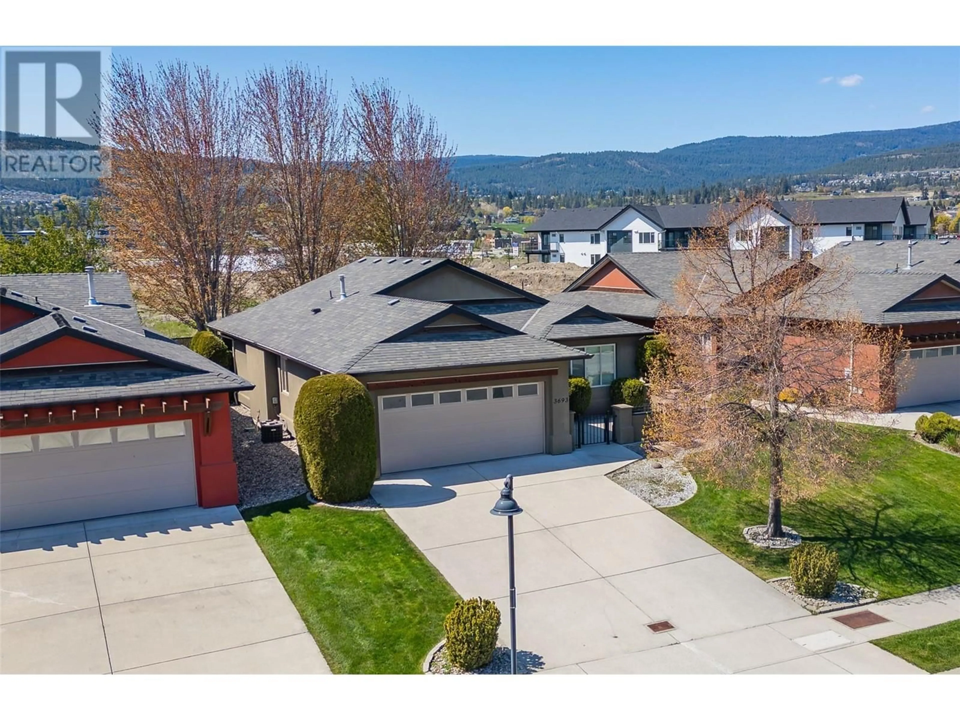 A pic from outside/outdoor area/front of a property/back of a property/a pic from drone, mountain view for 3693 SONOMA PINES DRIVE, West Kelowna British Columbia V4T2Y2