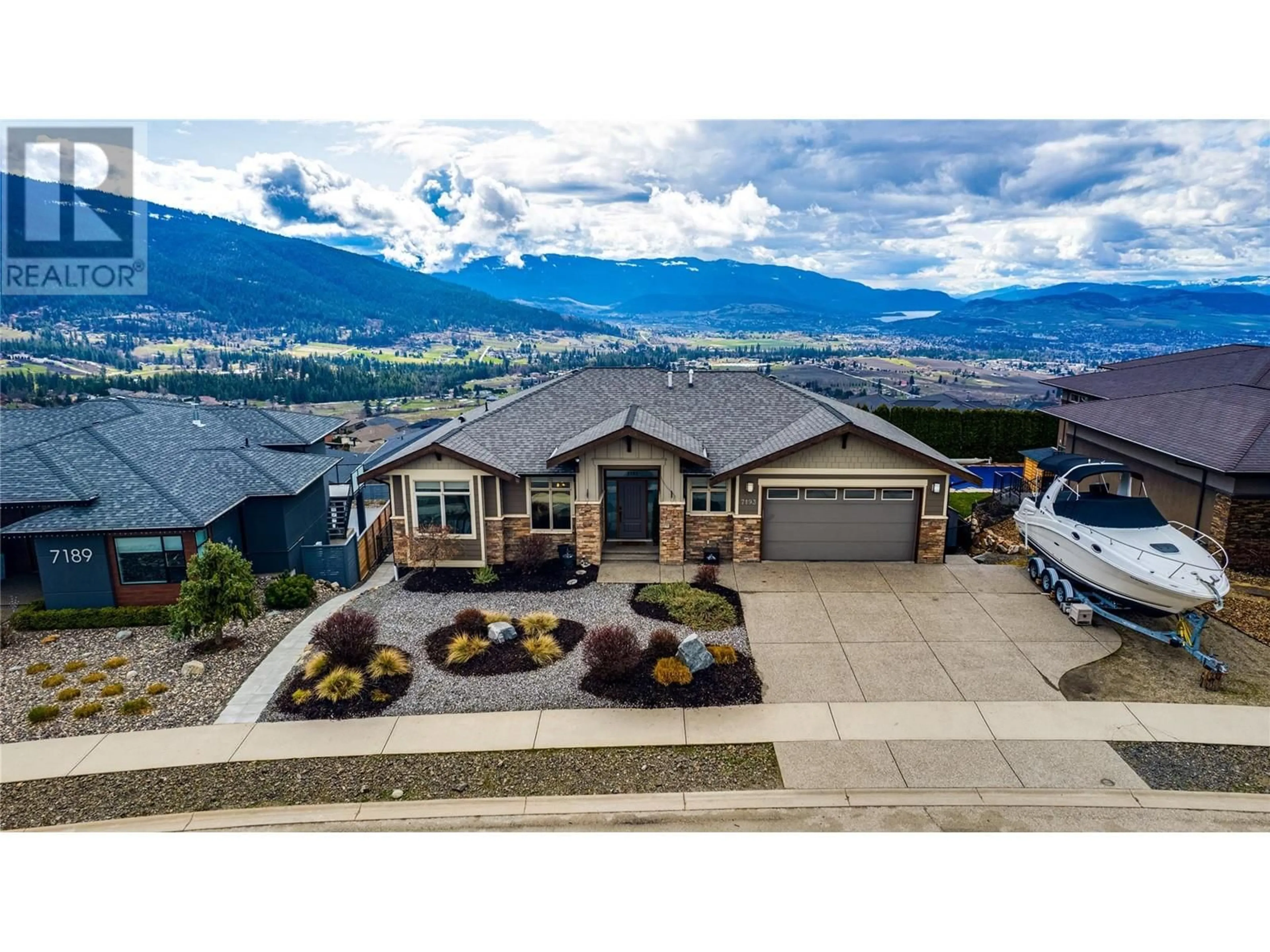 A pic from outside/outdoor area/front of a property/back of a property/a pic from drone, mountain view for 7193 APEX DRIVE, Vernon British Columbia V1B4E4