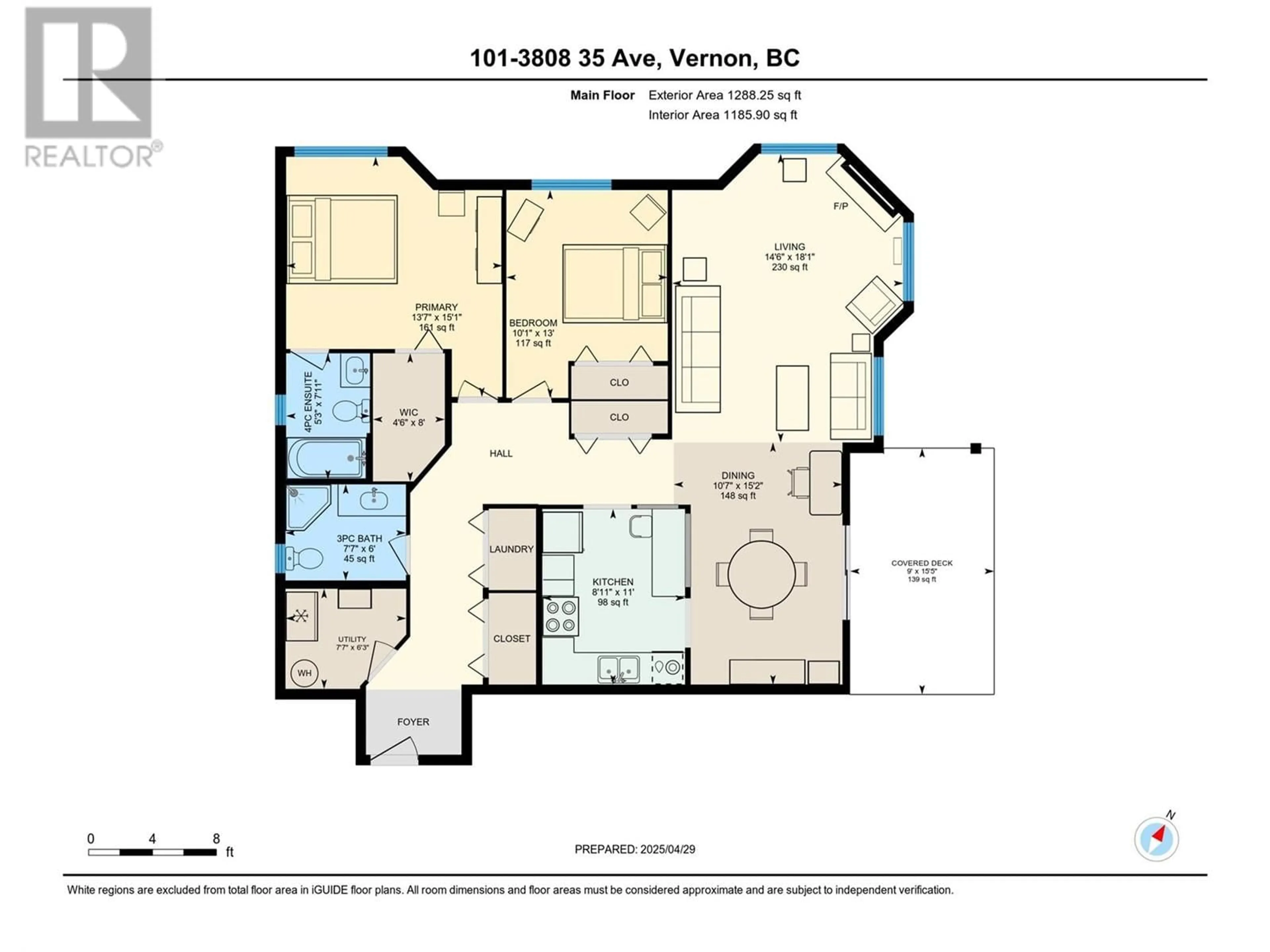 Floor plan for 101 - 3808 35 AVENUE, Vernon British Columbia V1T2T9