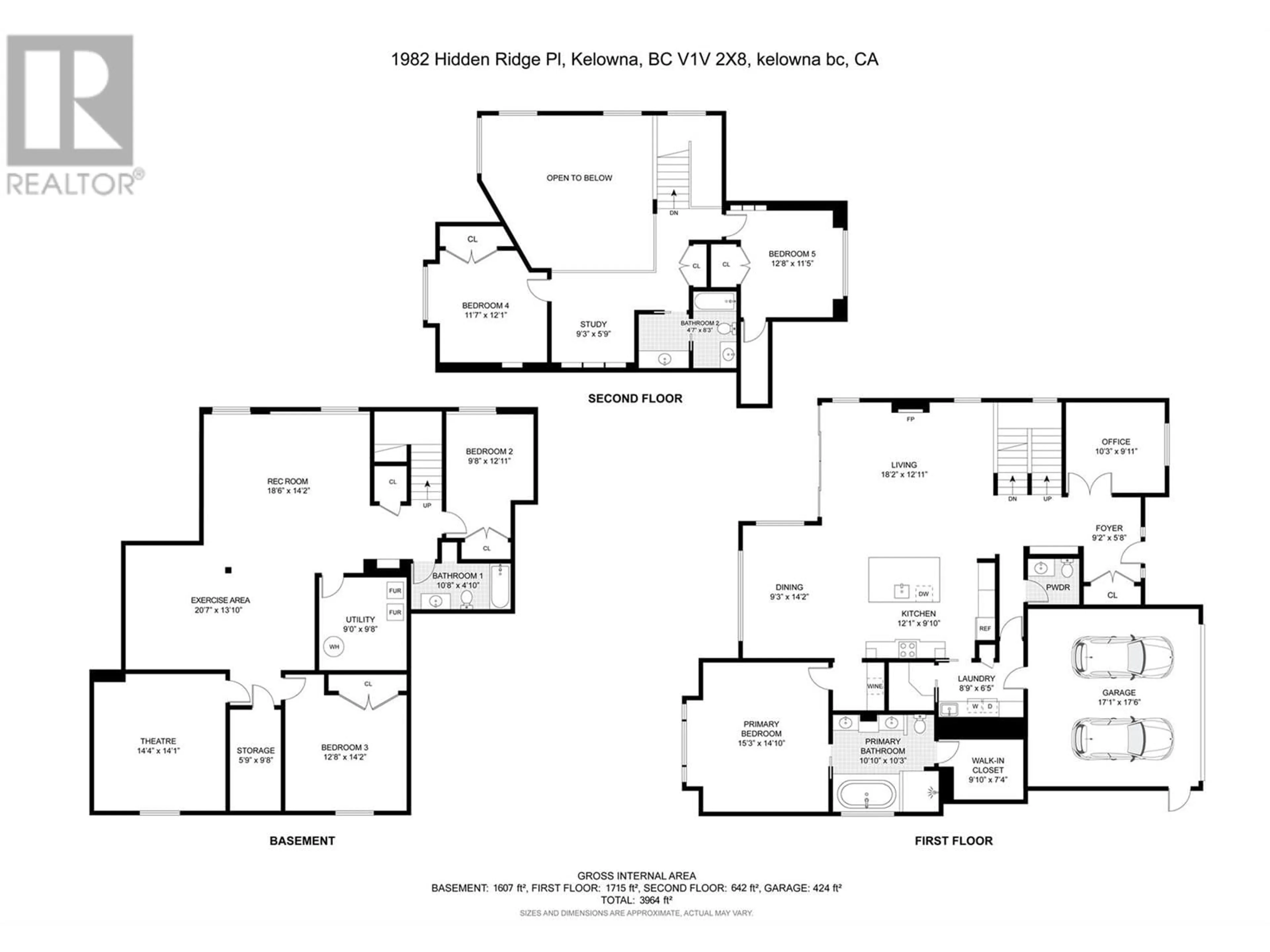 Floor plan for 1982 HIDDEN RIDGE PLACE, Kelowna British Columbia V1V2X8