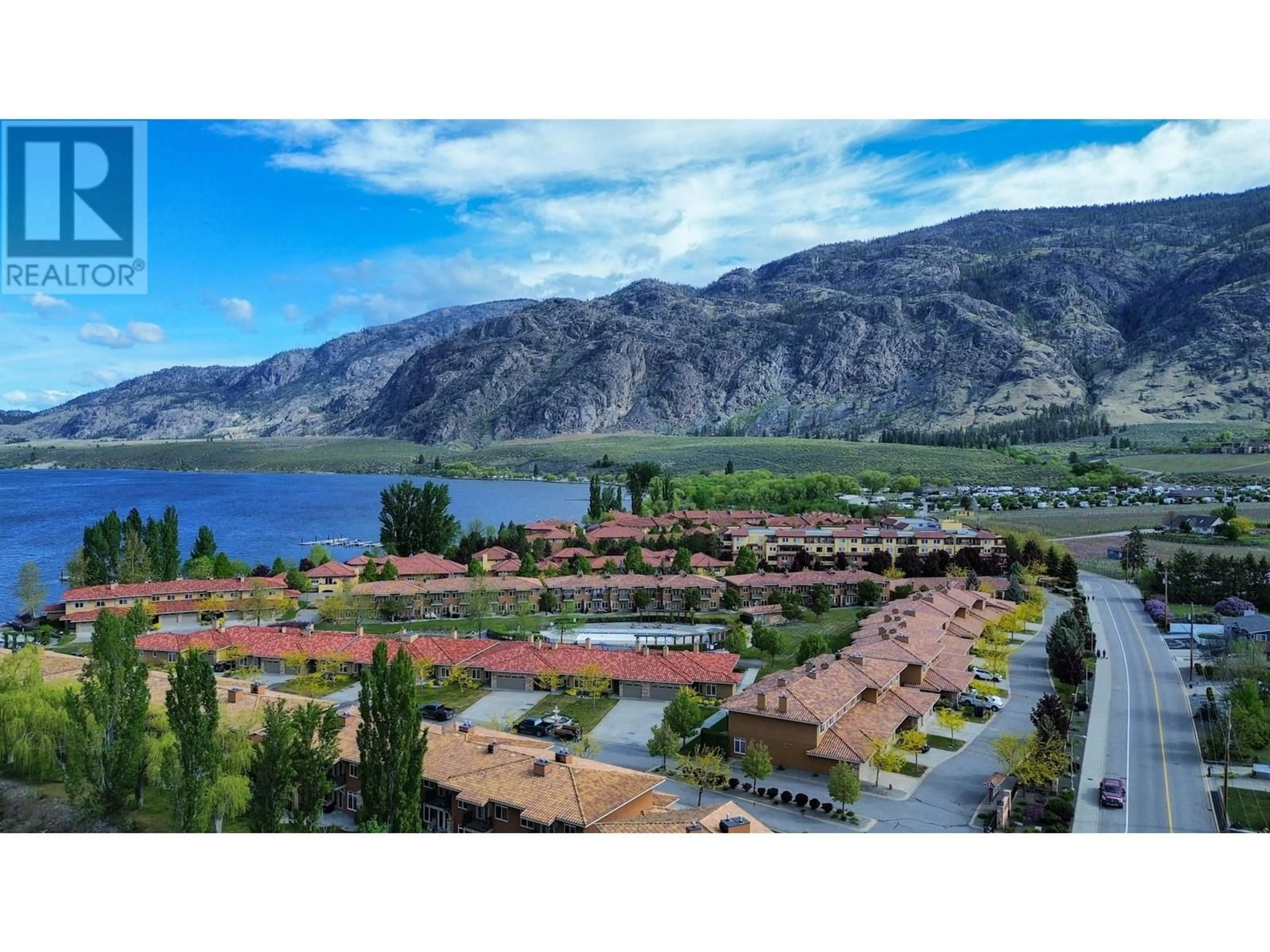 A pic from outside/outdoor area/front of a property/back of a property/a pic from drone, water/lake/river/ocean view for 65 - 7200 COTTONWOOD DRIVE, Osoyoos British Columbia V0H1V3