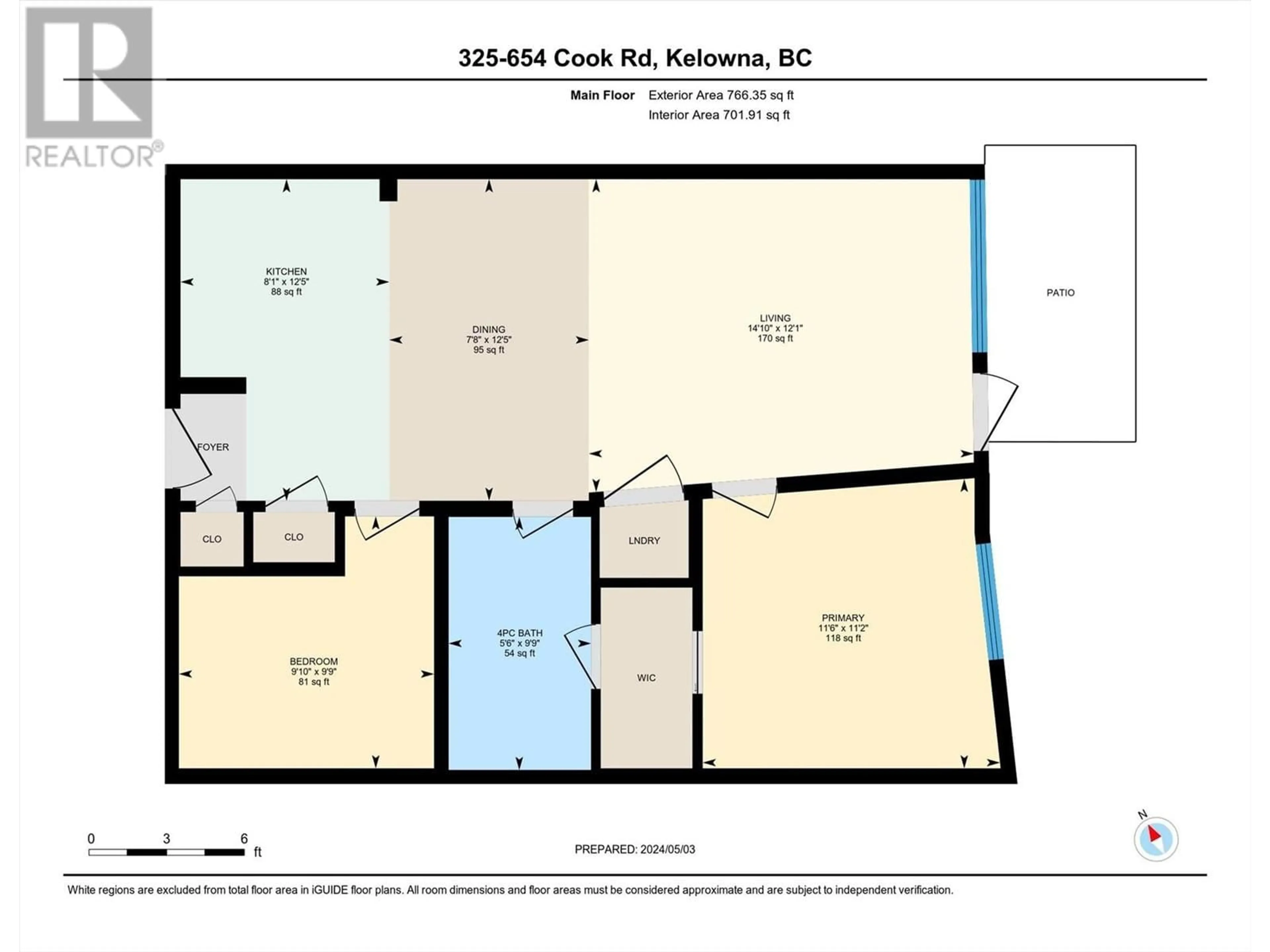 Floor plan for 325 - 654 COOK ROAD, Kelowna British Columbia V1W3G7