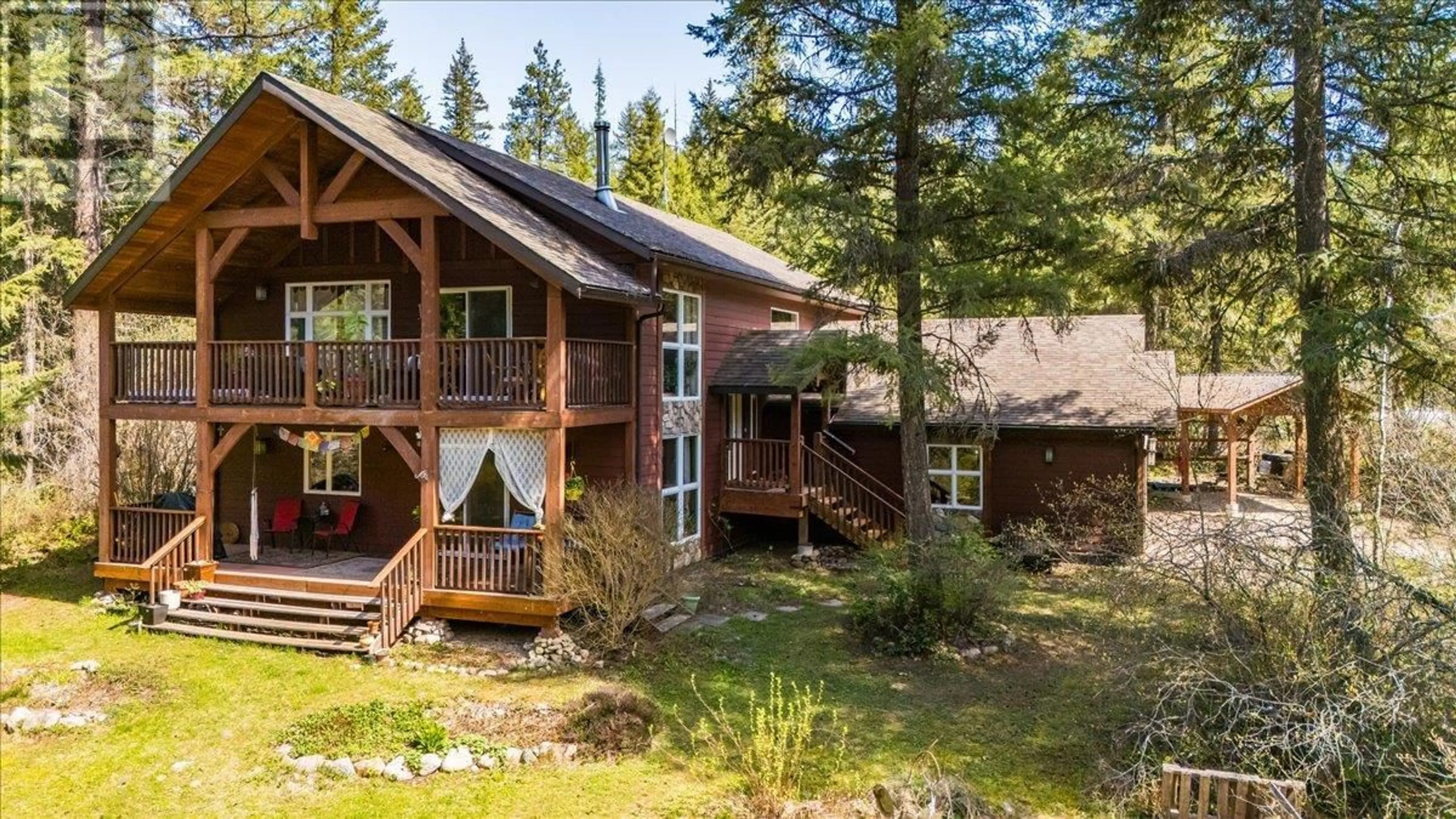 A pic from outside/outdoor area/front of a property/back of a property/a pic from drone, forest/trees view for 5626 DUCKSWAY ROAD, Winlaw British Columbia V0G2J0
