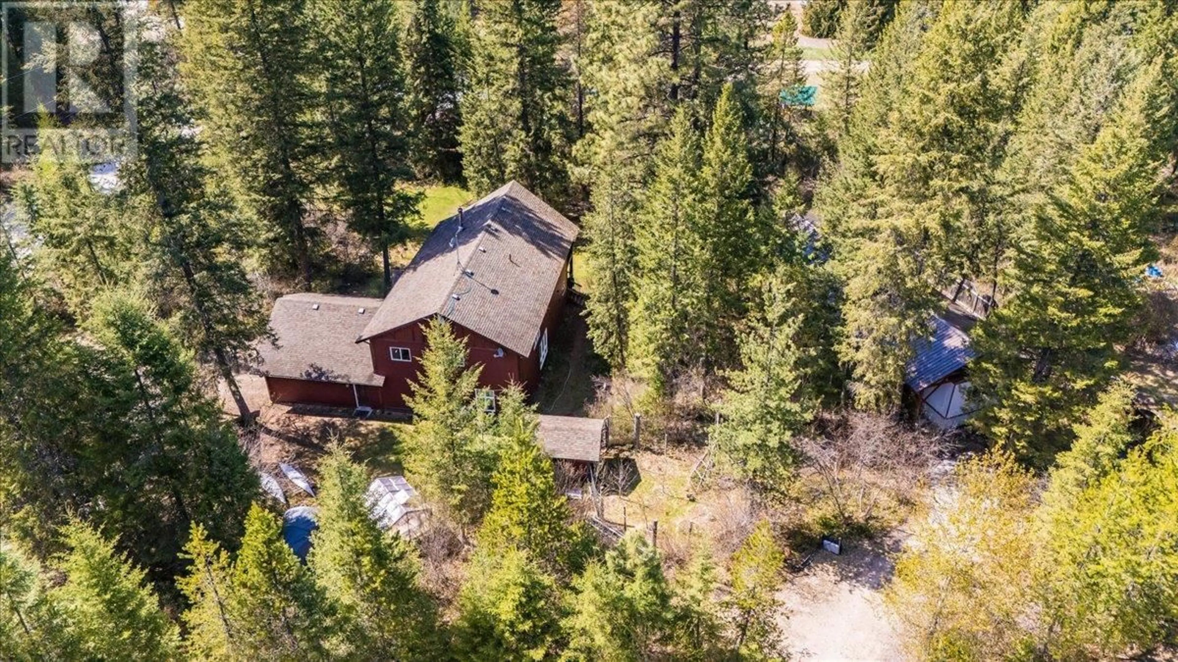 A pic from outside/outdoor area/front of a property/back of a property/a pic from drone, forest/trees view for 5626 DUCKSWAY ROAD, Winlaw British Columbia V0G2J0