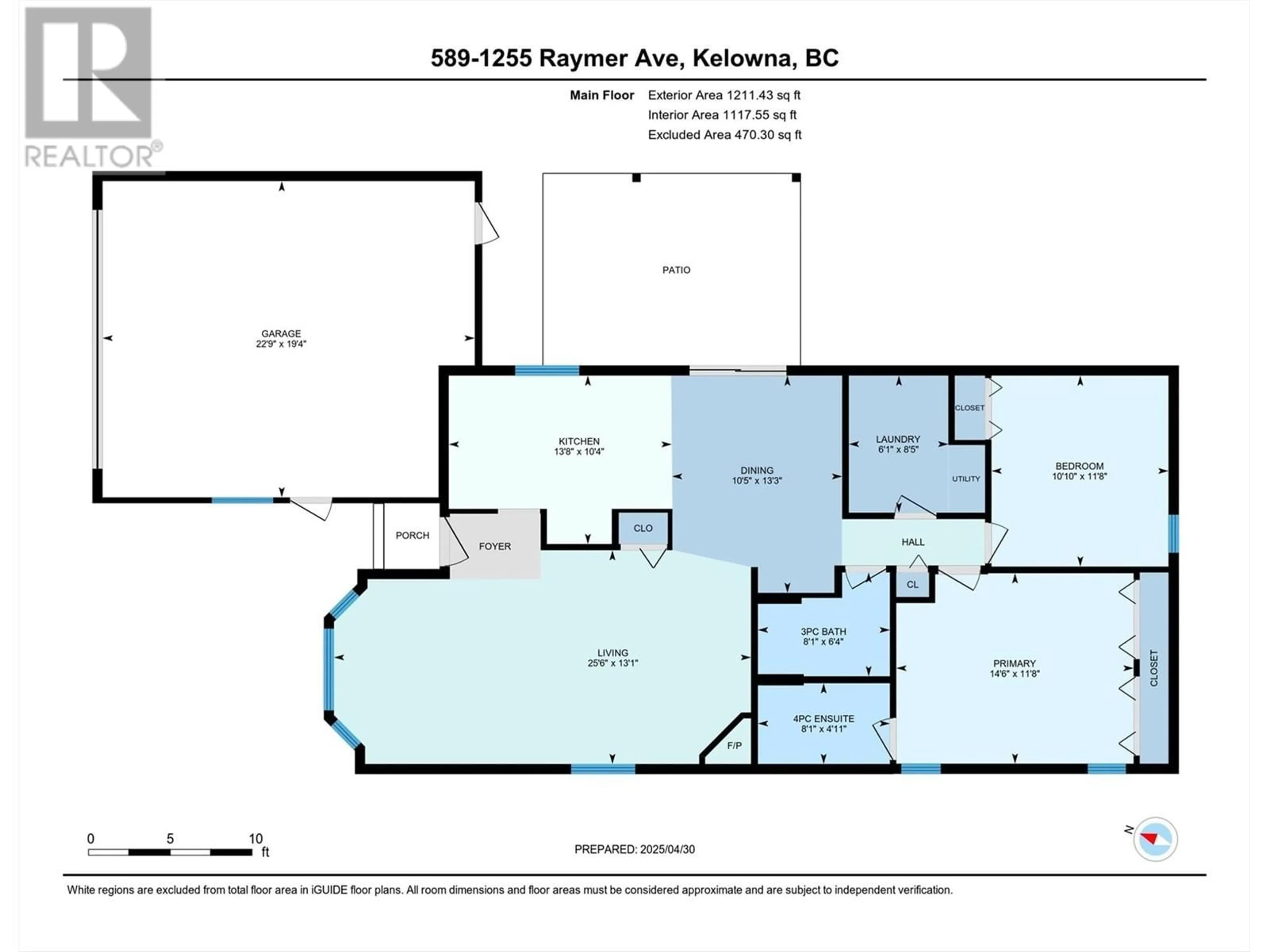 Floor plan for 589 - 1255 RAYMER AVENUE, Kelowna British Columbia V1W3S3