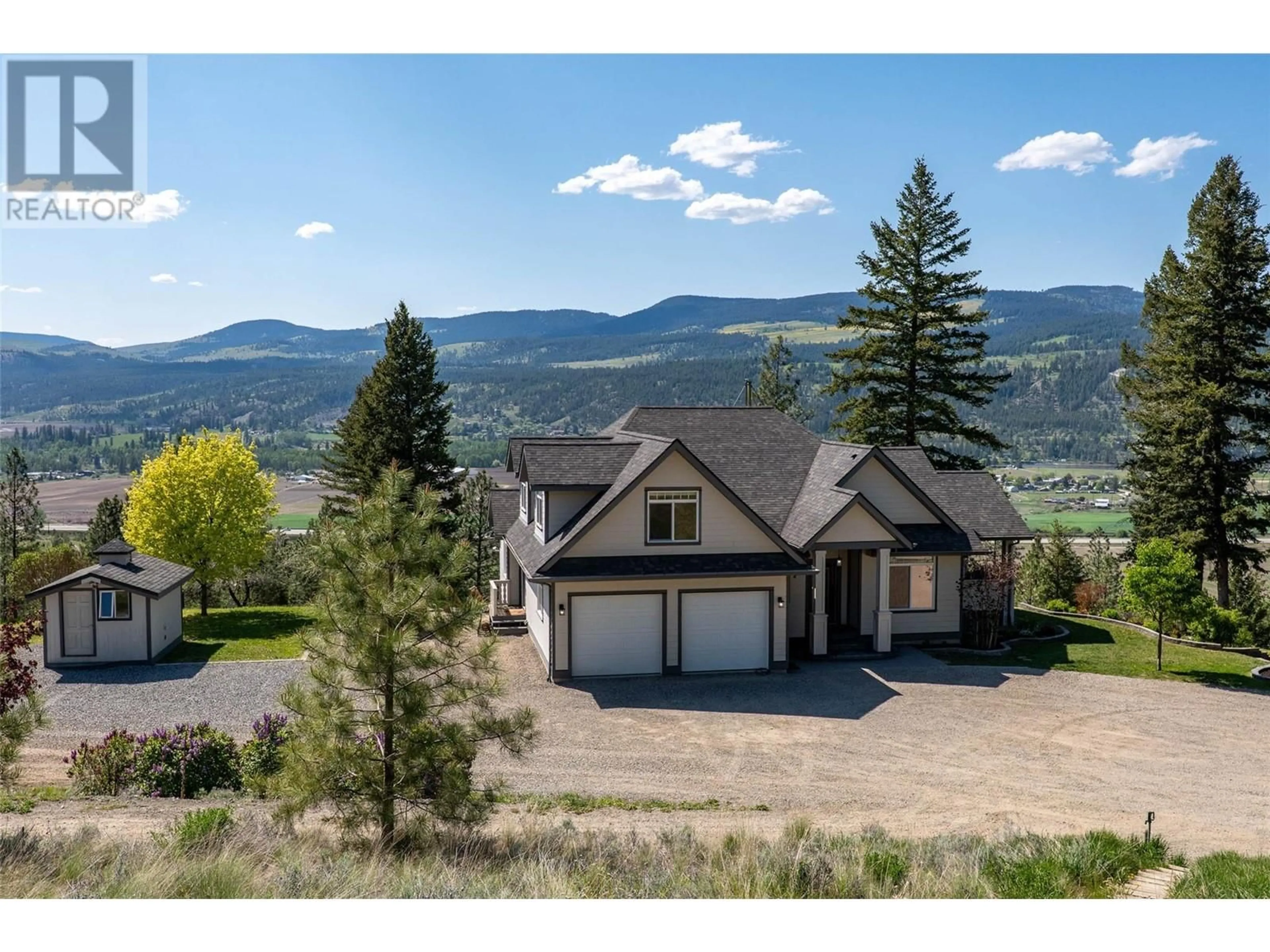 A pic from outside/outdoor area/front of a property/back of a property/a pic from drone, mountain view for 6640 OLD  5 HIGHWAY, Kamloops British Columbia V2H0B7