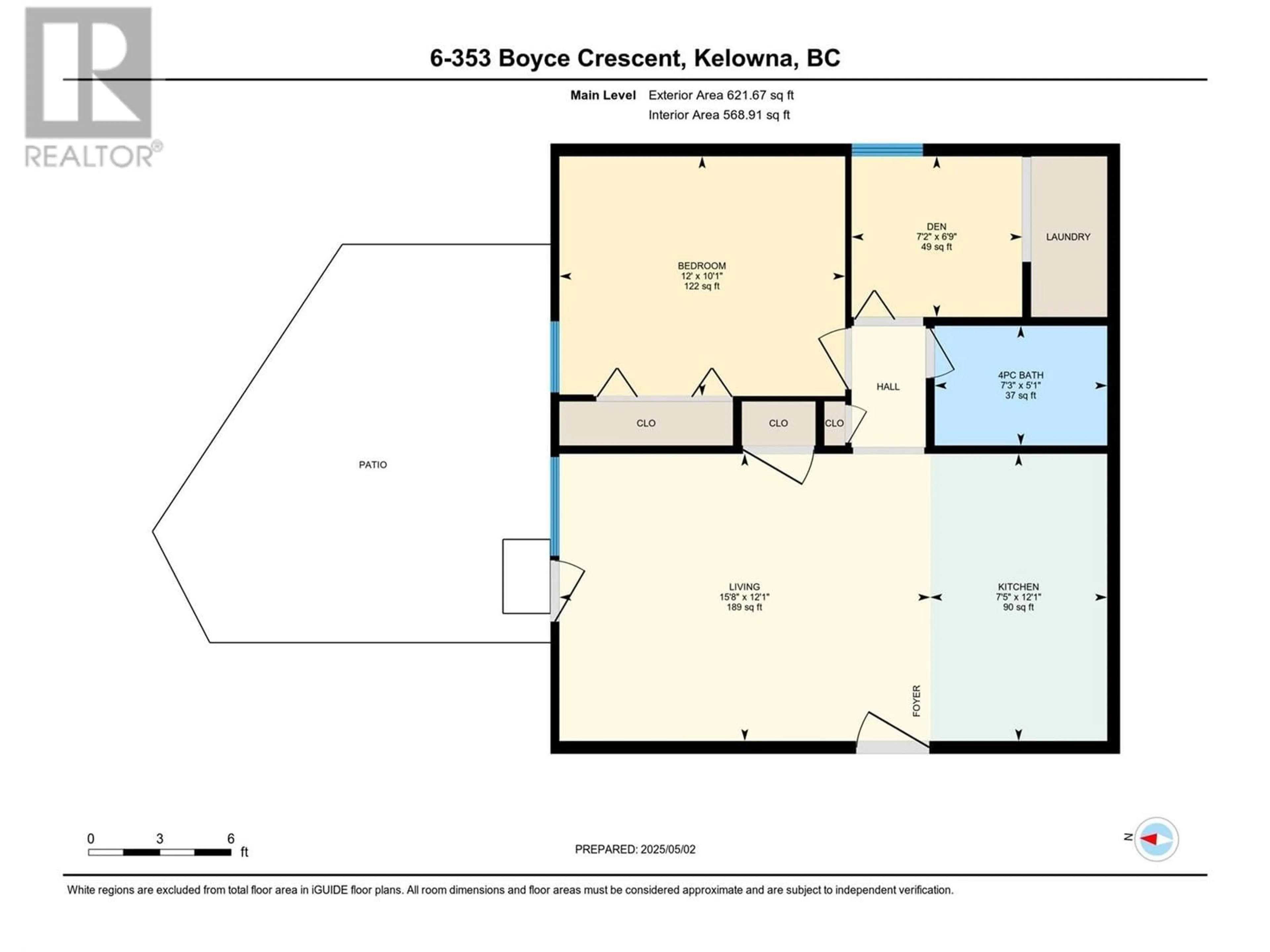 Floor plan for 6 - 353 BOYCE CRESCENT, Kelowna British Columbia V1Y5Z7