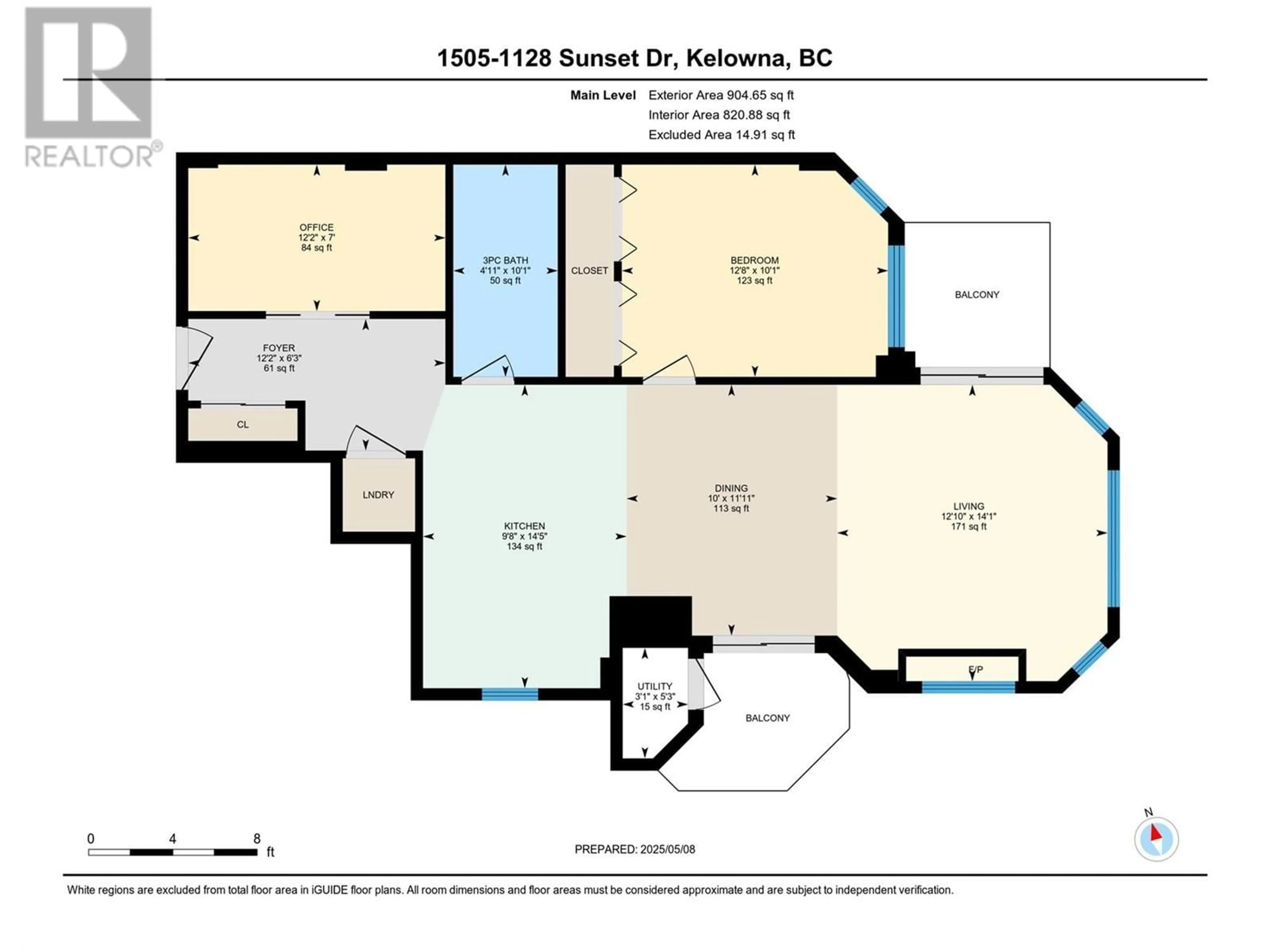Floor plan for 1505 - 1128 SUNSET DRIVE, Kelowna British Columbia V1Y9W7