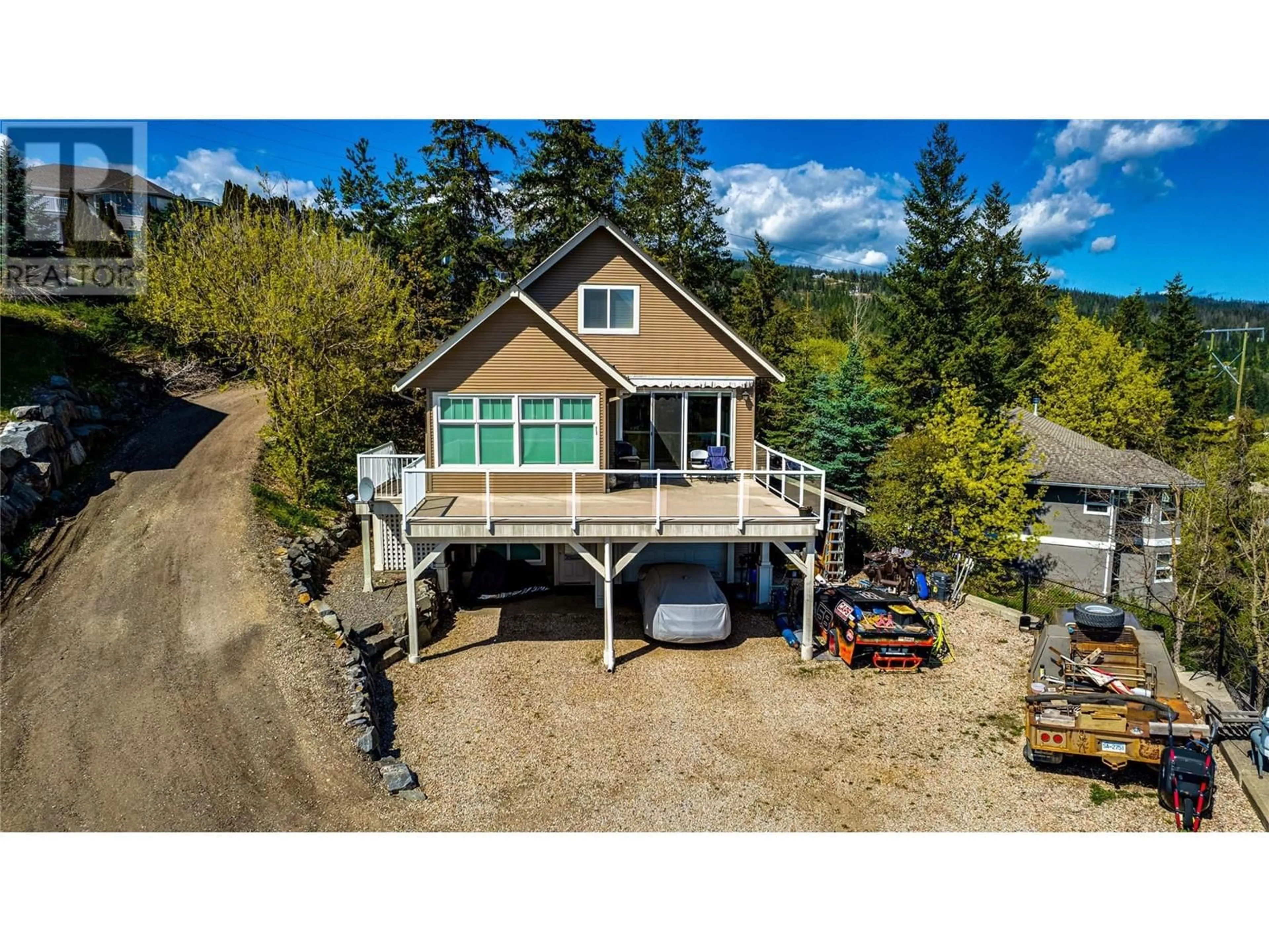 A pic from outside/outdoor area/front of a property/back of a property/a pic from drone, water/lake/river/ocean view for 1220 LAWES STREET, Enderby British Columbia V4Y4B7