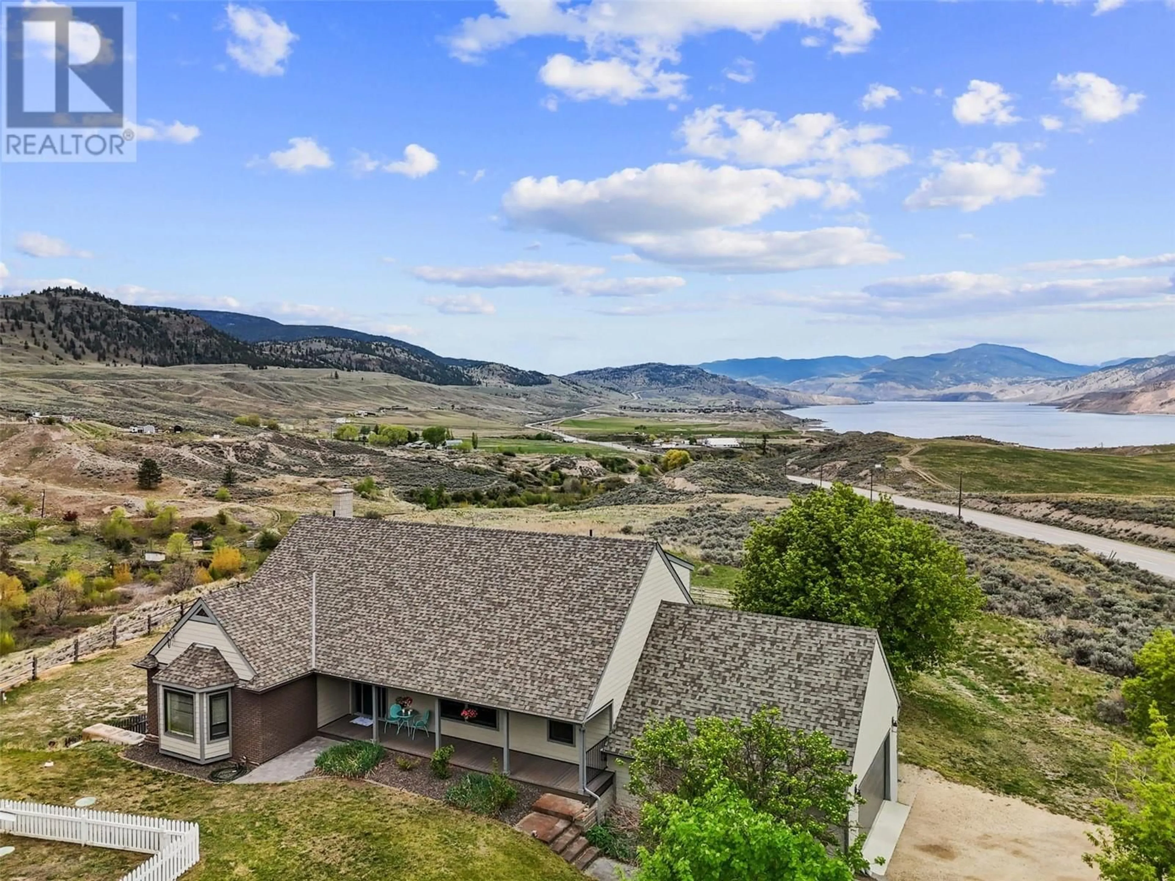 A pic from outside/outdoor area/front of a property/back of a property/a pic from drone, water/lake/river/ocean view for 5884 CHERRY ROAD, Kamloops British Columbia V1S2A2