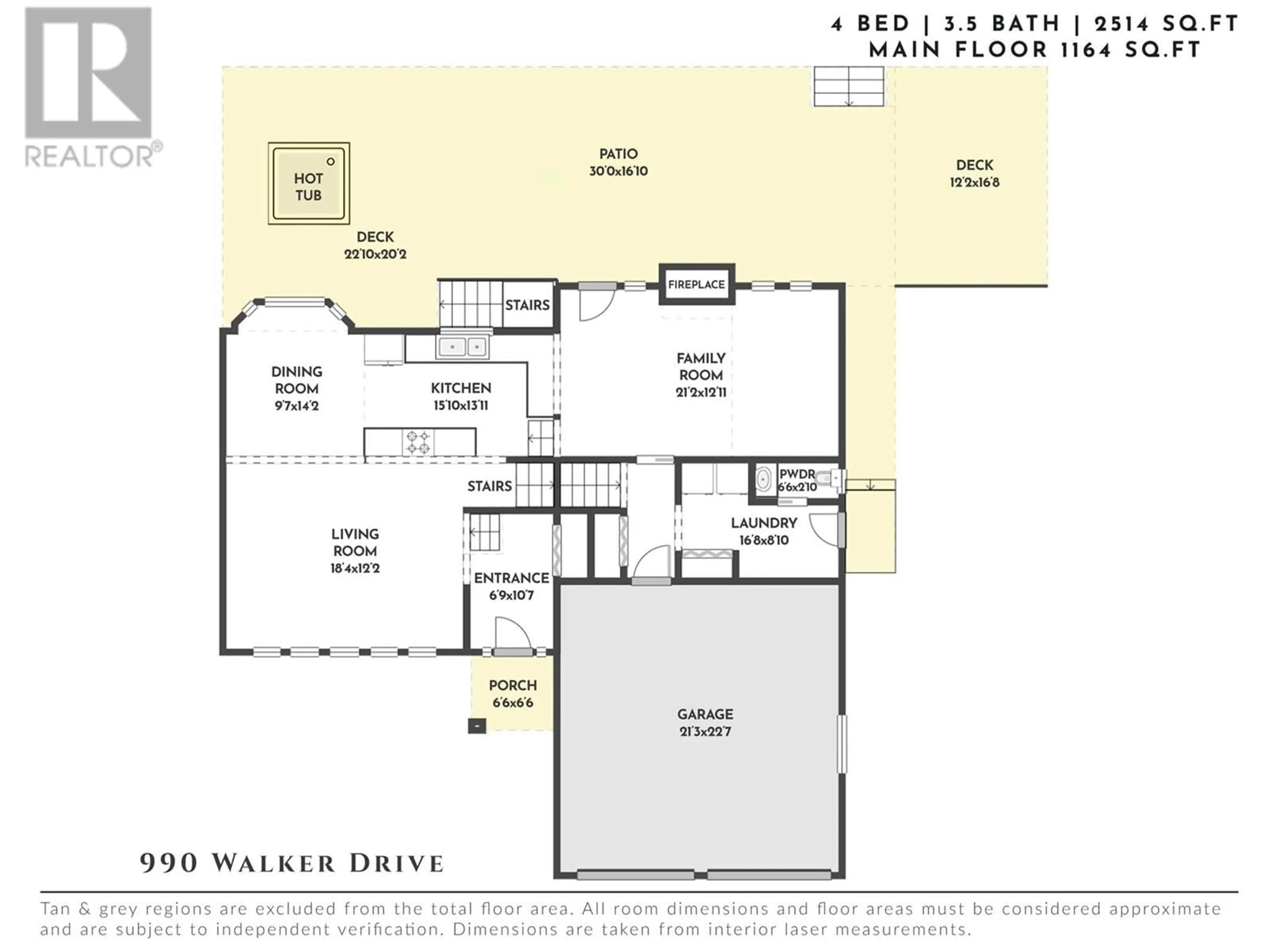 Floor plan for 990 WALKER DRIVE, Kelowna British Columbia V1Y7T3