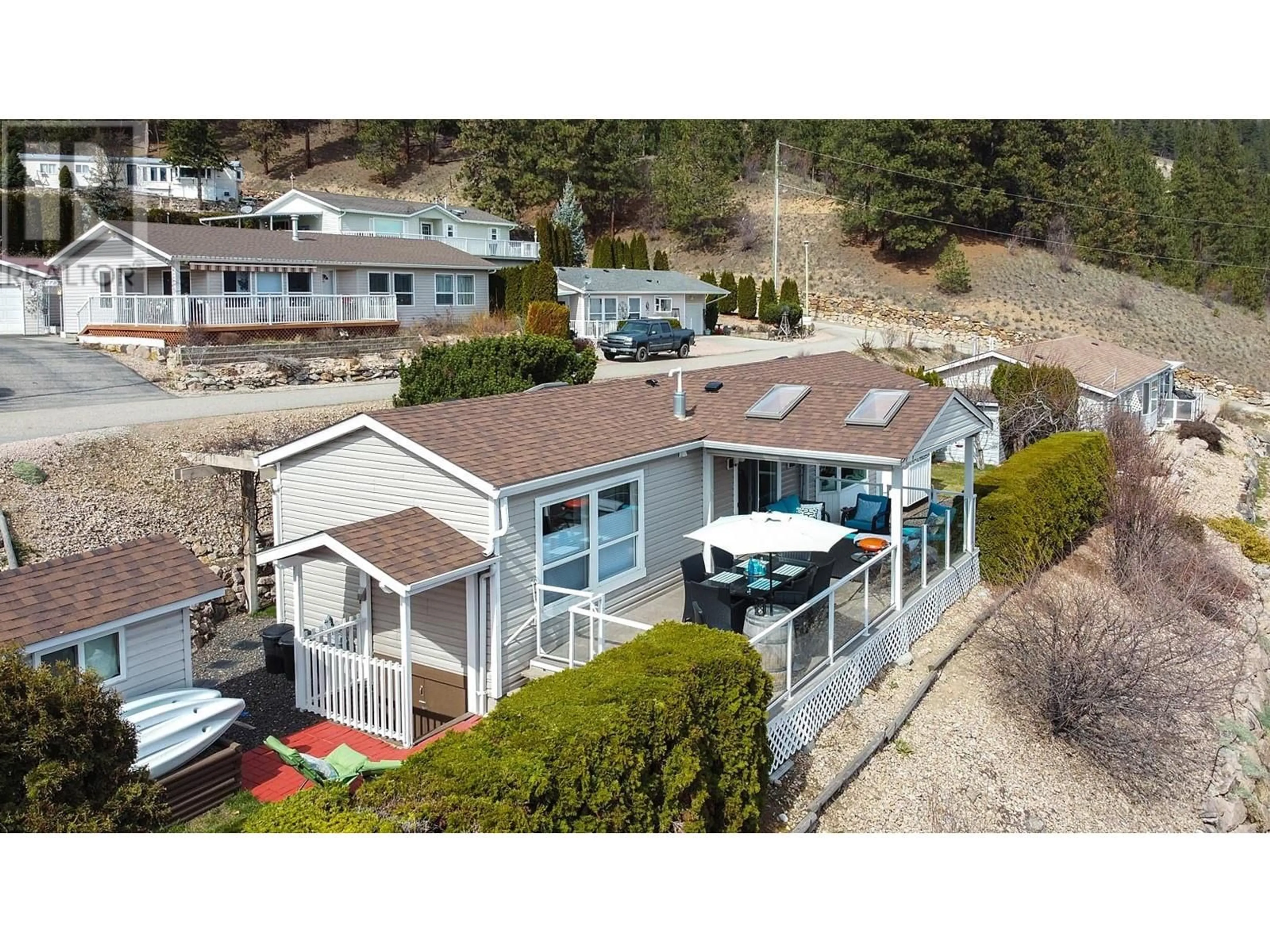 A pic from outside/outdoor area/front of a property/back of a property/a pic from drone, water/lake/river/ocean view for 28 - 17610 RAWSTHORNE ROAD, Oyama British Columbia V4V2K2