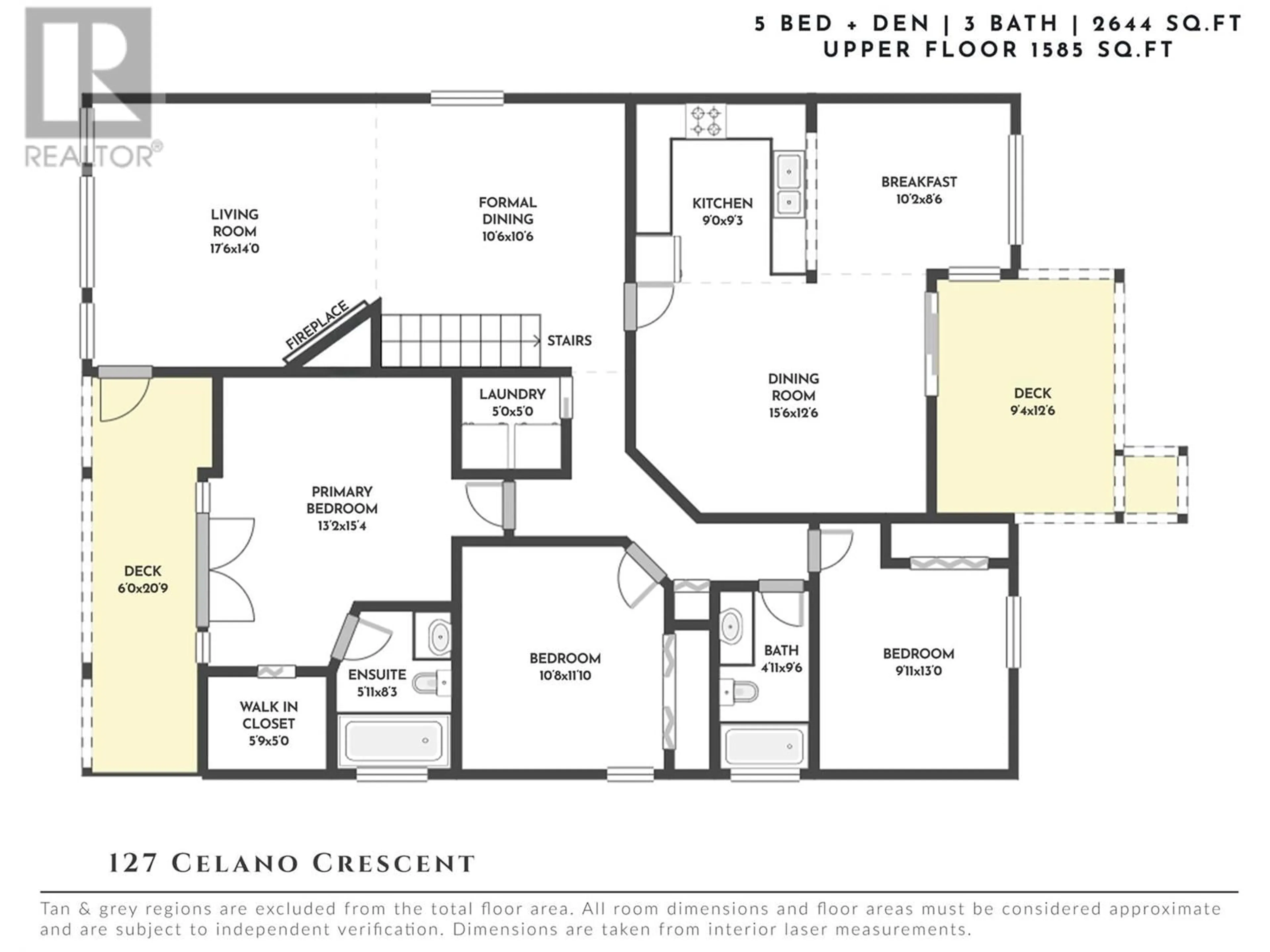 Floor plan for 127 CELANO CRESCENT, Kelowna British Columbia V1V1S9