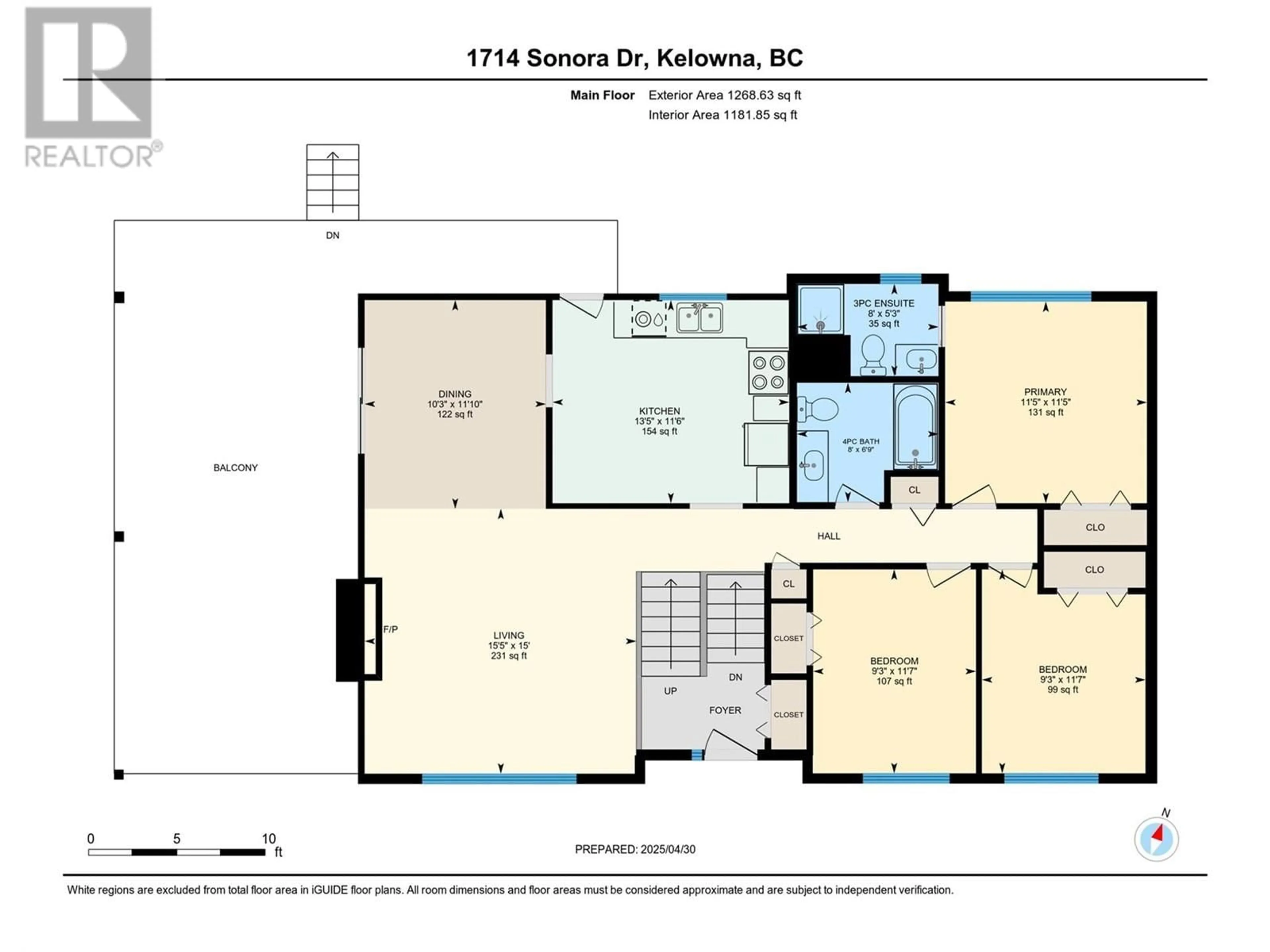 Floor plan for 1714 SONORA DRIVE, Kelowna British Columbia V1Y8K7