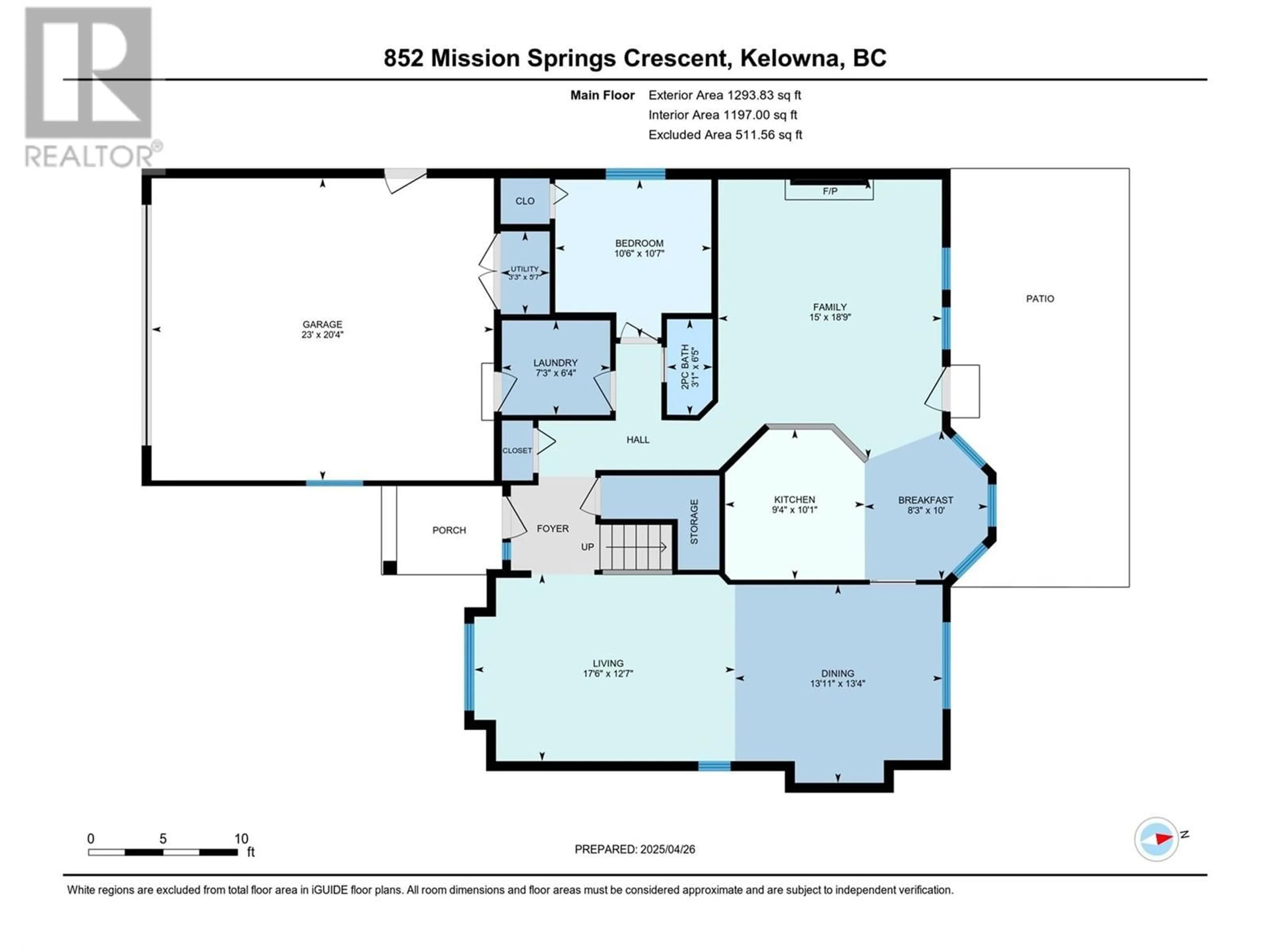 Floor plan for 852 MISSION SPRINGS CRESCENT, Kelowna British Columbia V1W3L9