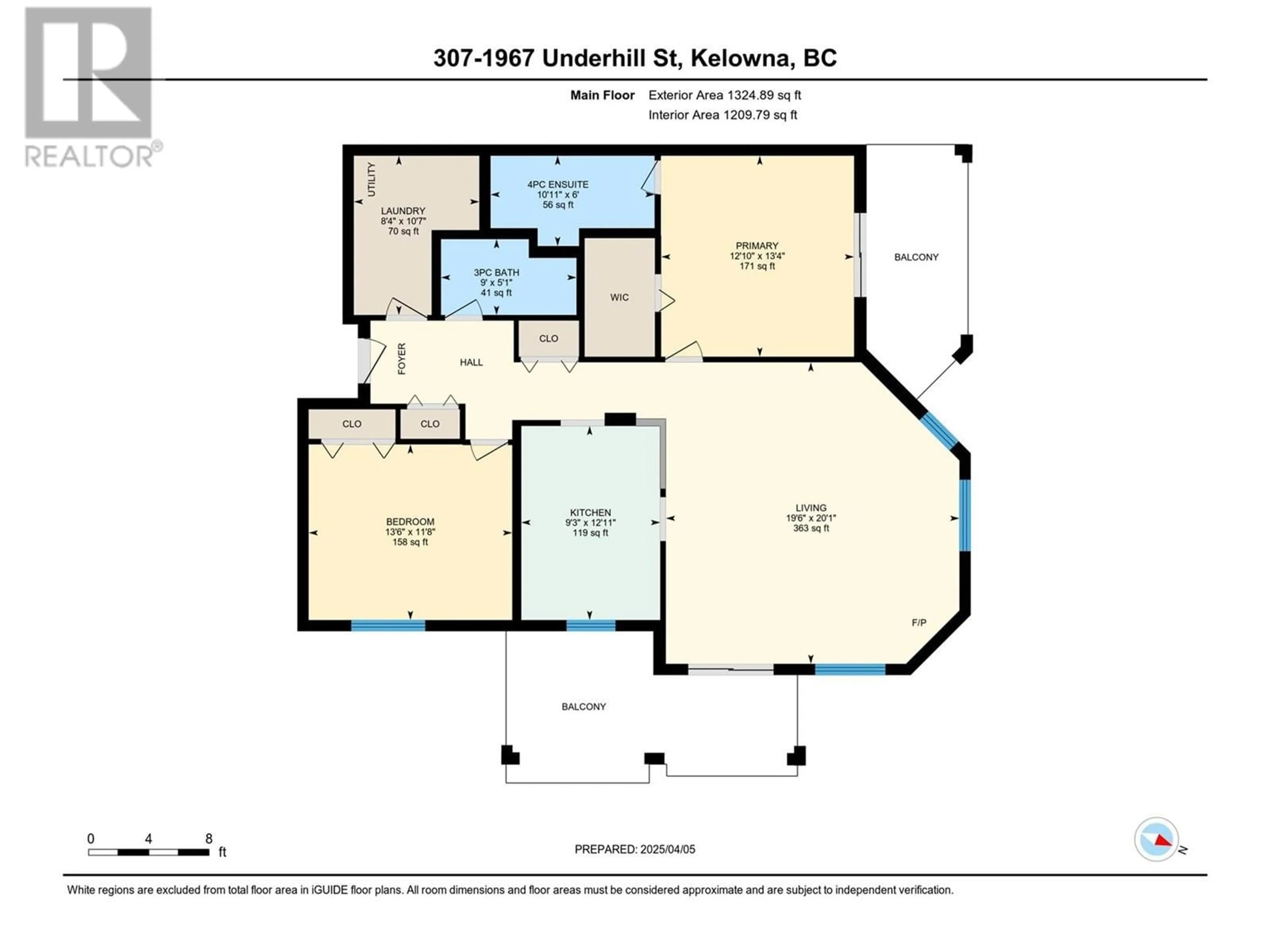 Floor plan for 307 - 1967 UNDERHILL STREET, Kelowna British Columbia V1X8C9