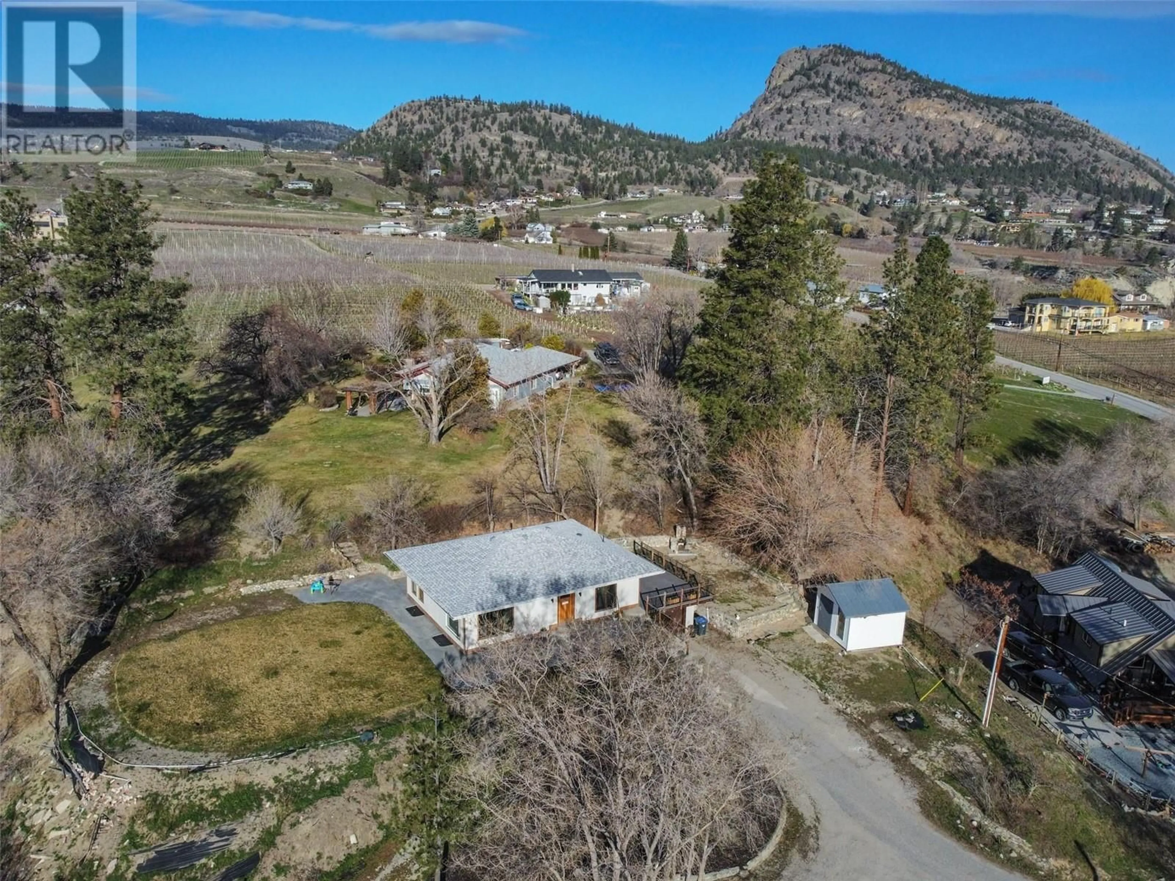 A pic from outside/outdoor area/front of a property/back of a property/a pic from drone, mountain view for 3909 GARTRELL ROAD, Summerland British Columbia V0H1Z4