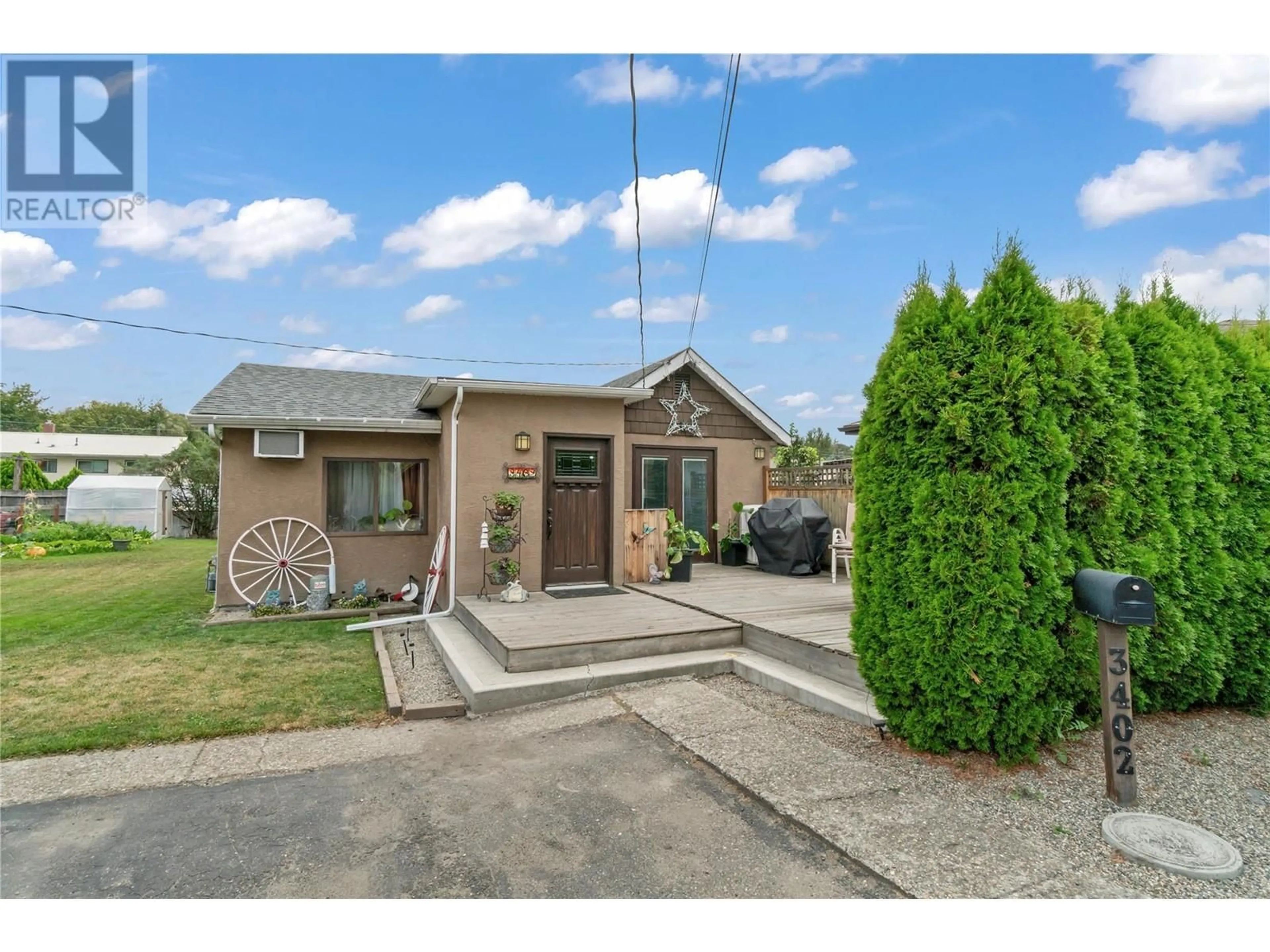 A pic from outside/outdoor area/front of a property/back of a property/a pic from drone, street for 3402 24A AVENUE, Vernon British Columbia V1T1M3