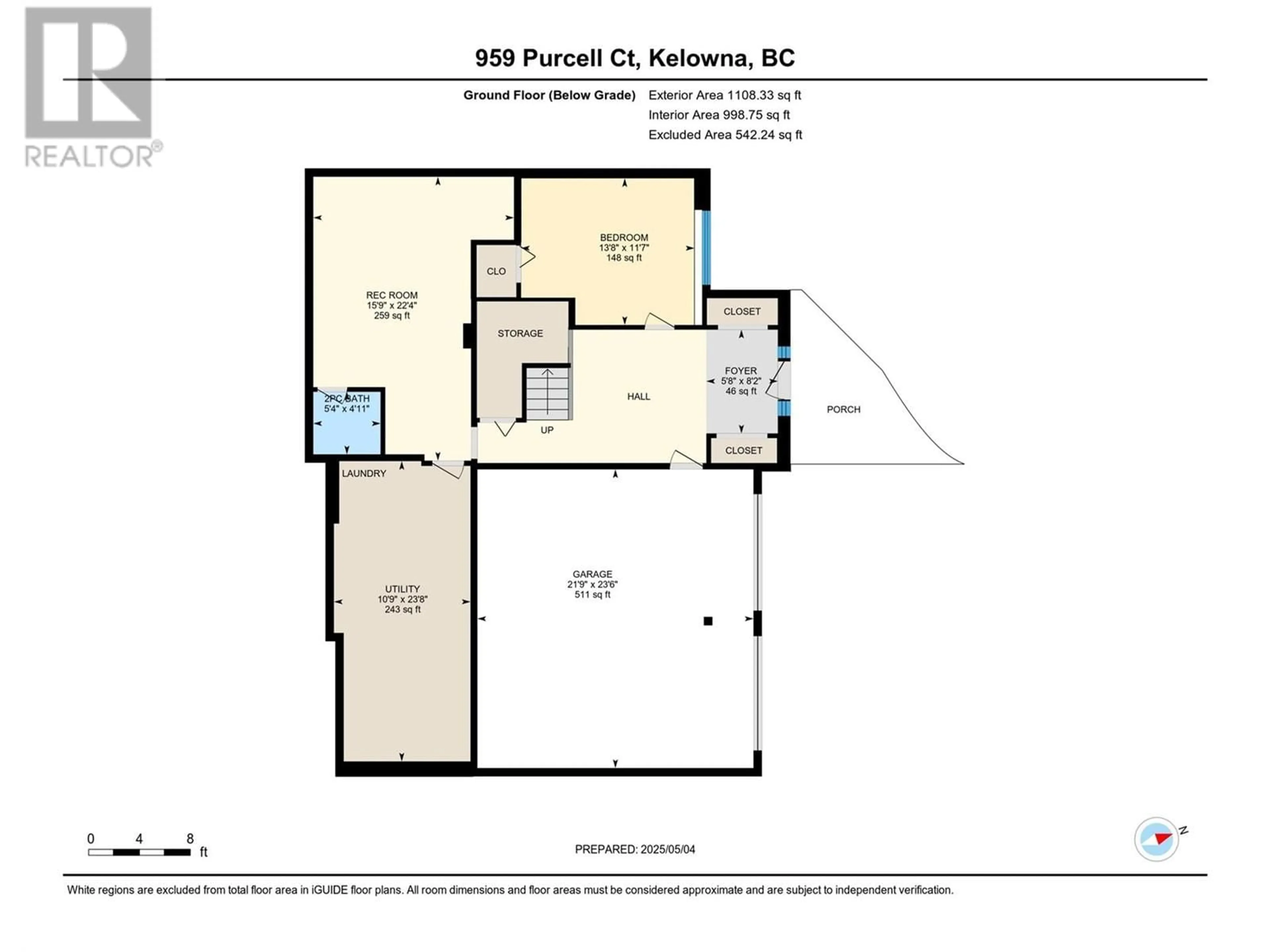 Floor plan for 959 PURCELL COURT, Kelowna British Columbia V1V1N7