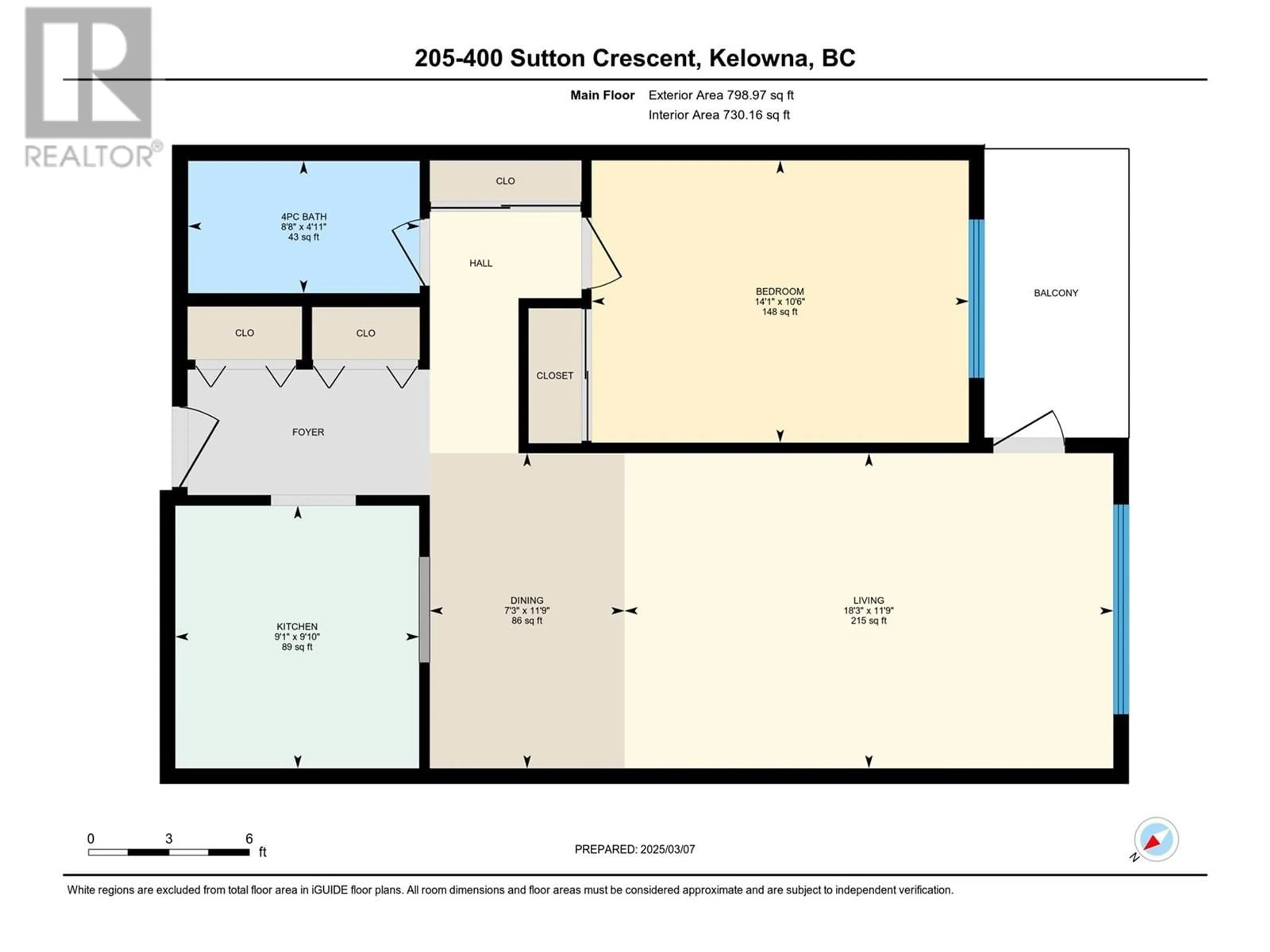 Floor plan for 205 - 400 SUTTON CRESCENT, Kelowna British Columbia V1V2A5