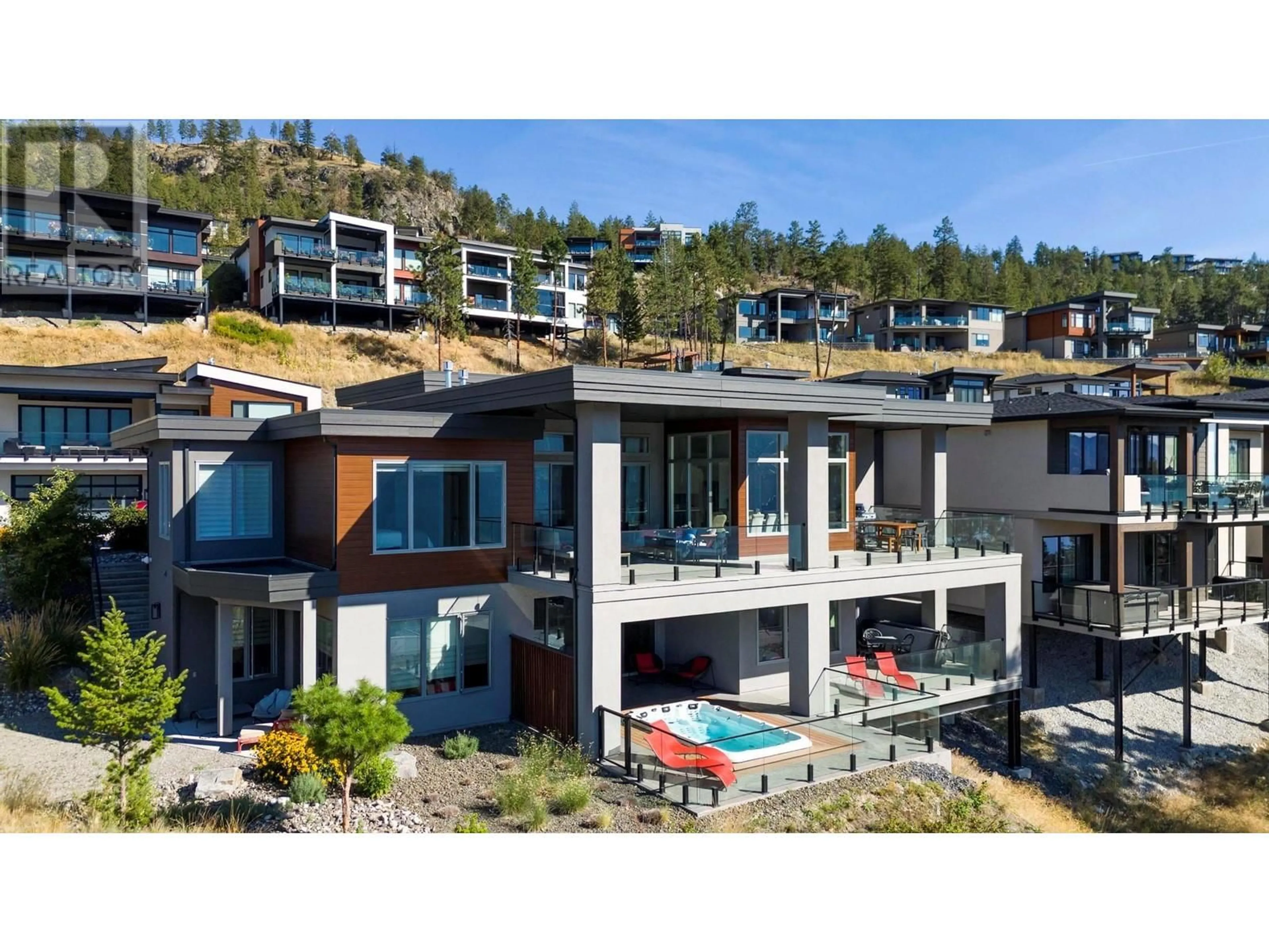 A pic from outside/outdoor area/front of a property/back of a property/a pic from drone, water/lake/river/ocean view for 3580 BOXWOOD ROAD, Kelowna British Columbia V1V3G2